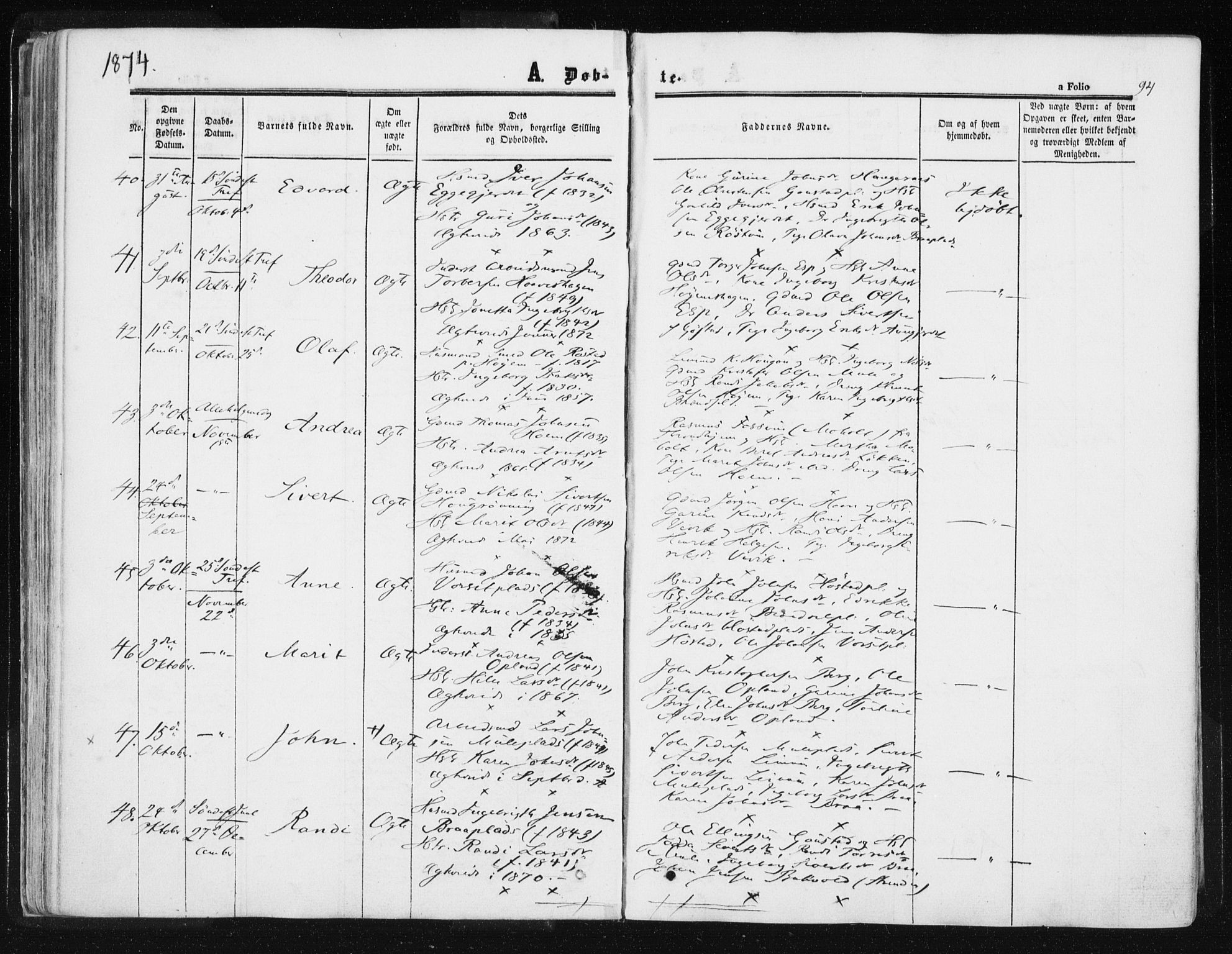 Ministerialprotokoller, klokkerbøker og fødselsregistre - Sør-Trøndelag, SAT/A-1456/612/L0377: Parish register (official) no. 612A09, 1859-1877, p. 94