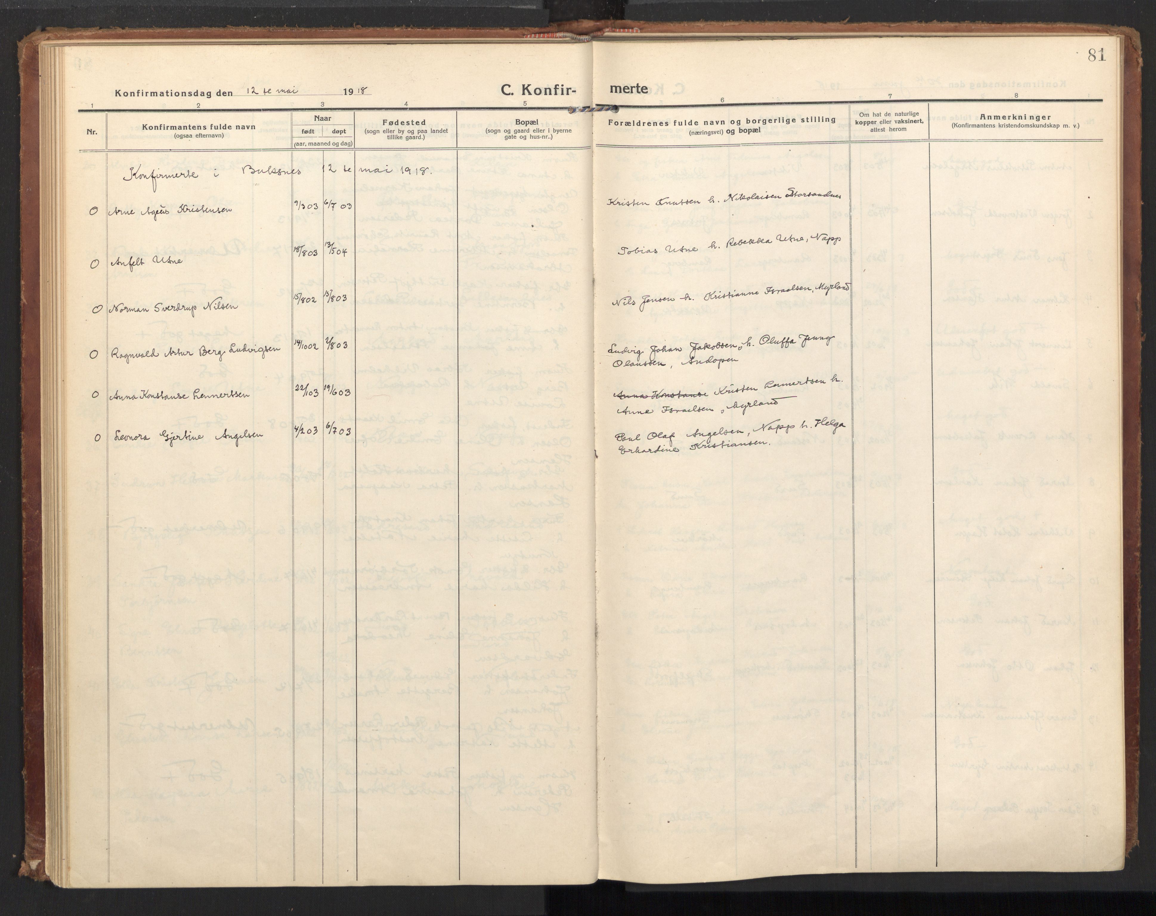 Ministerialprotokoller, klokkerbøker og fødselsregistre - Nordland, SAT/A-1459/885/L1210: Parish register (official) no. 885A10, 1916-1926, p. 81