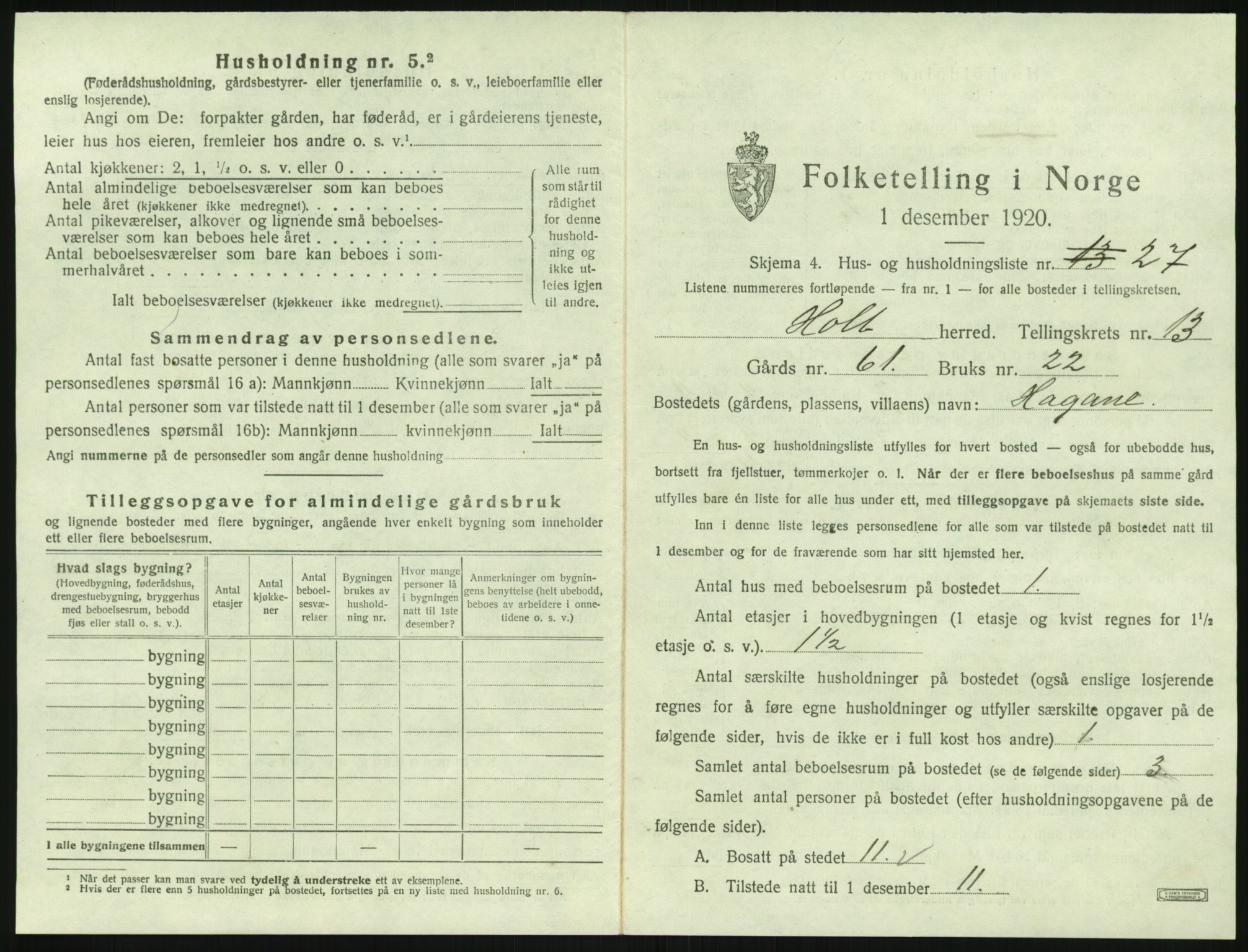 SAK, 1920 census for Holt, 1920, p. 1408