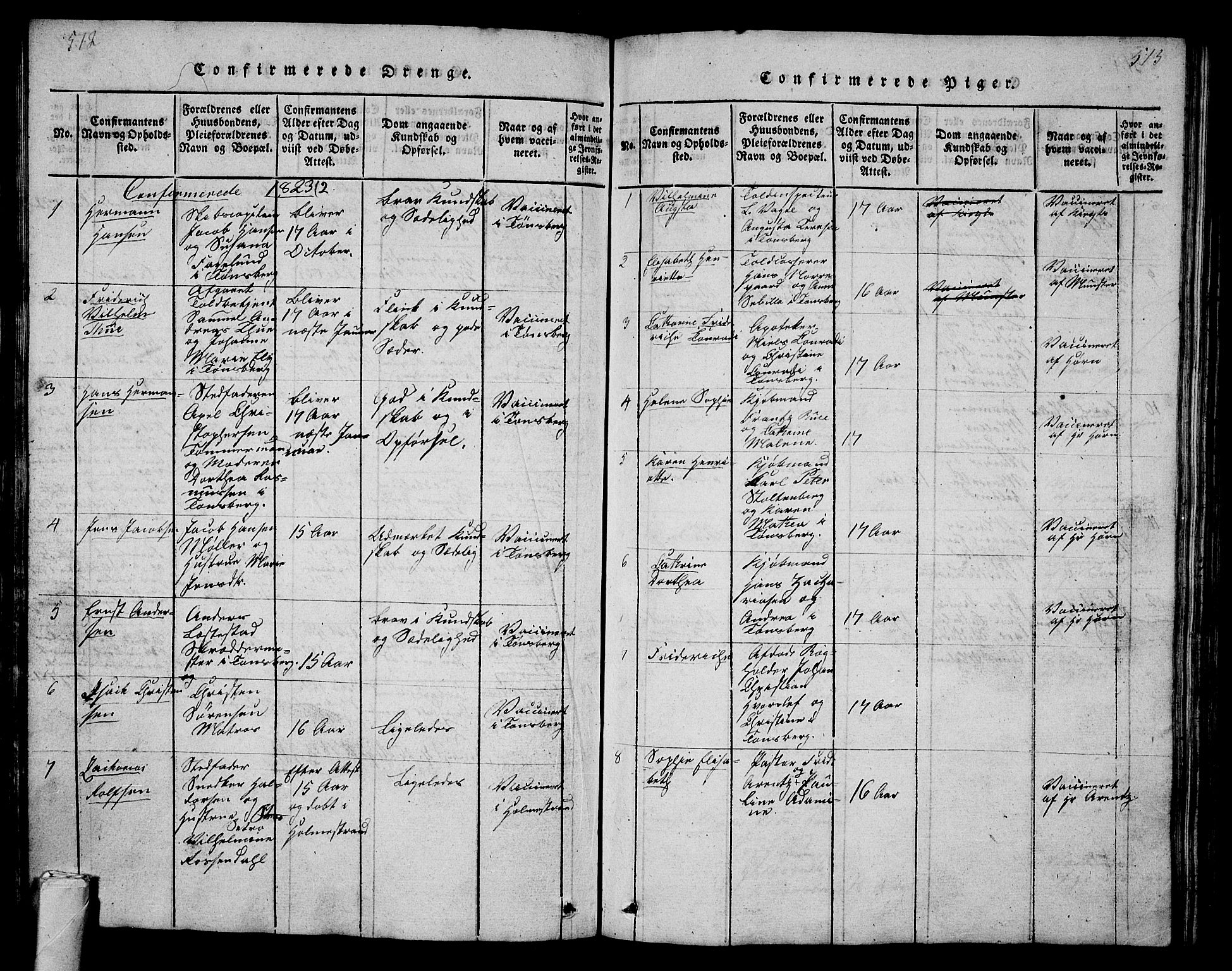 Tønsberg kirkebøker, SAKO/A-330/G/Ga/L0001: Parish register (copy) no. 1, 1813-1826, p. 512-513