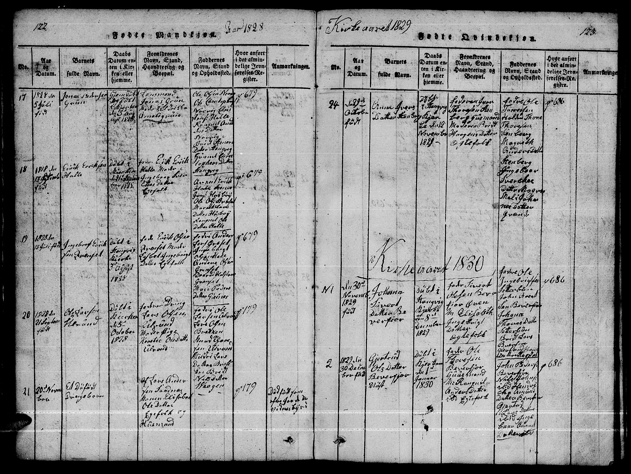 Ministerialprotokoller, klokkerbøker og fødselsregistre - Møre og Romsdal, AV/SAT-A-1454/592/L1031: Parish register (copy) no. 592C01, 1820-1833, p. 122-123