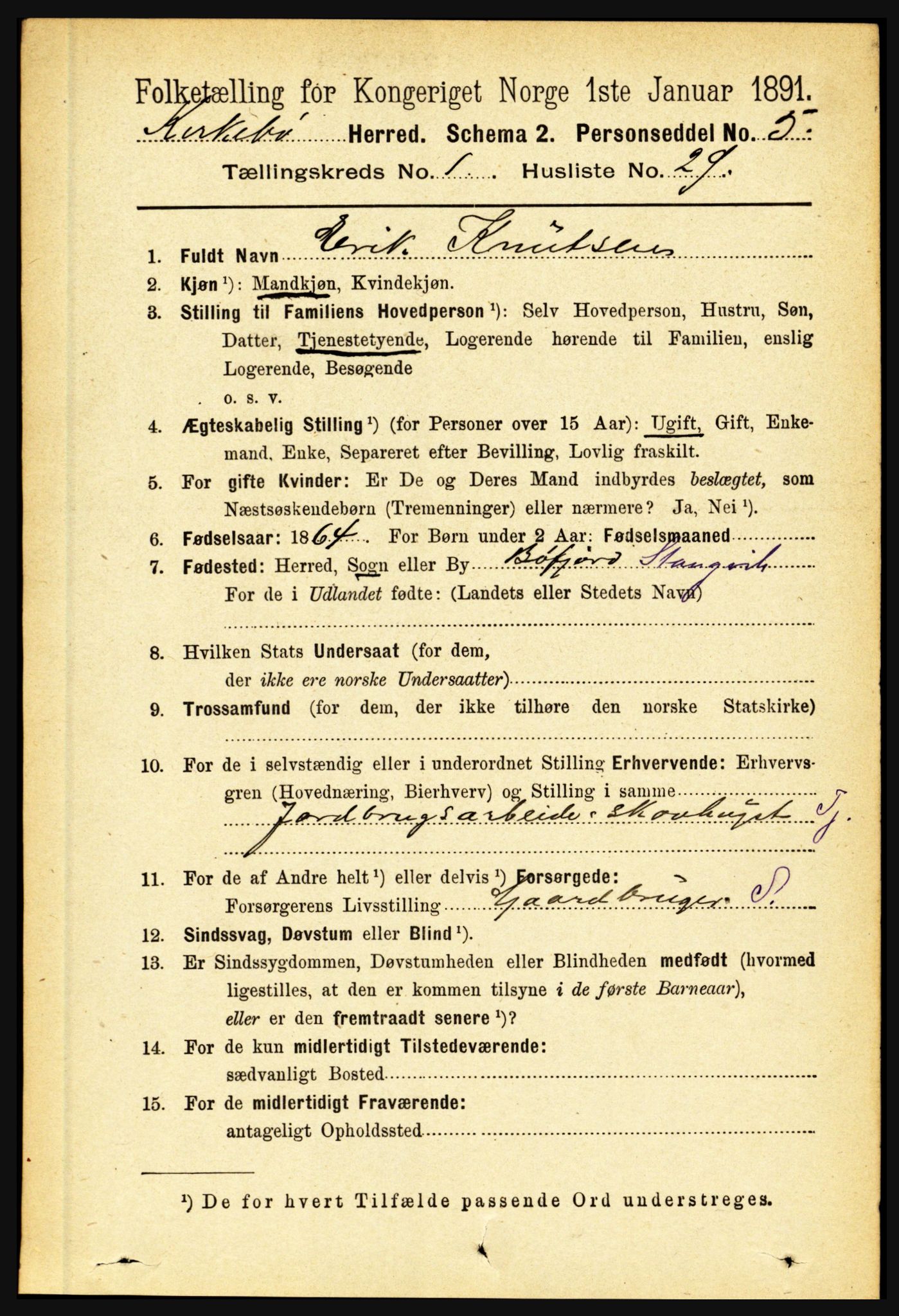 RA, 1891 census for 1416 Kyrkjebø, 1891, p. 256