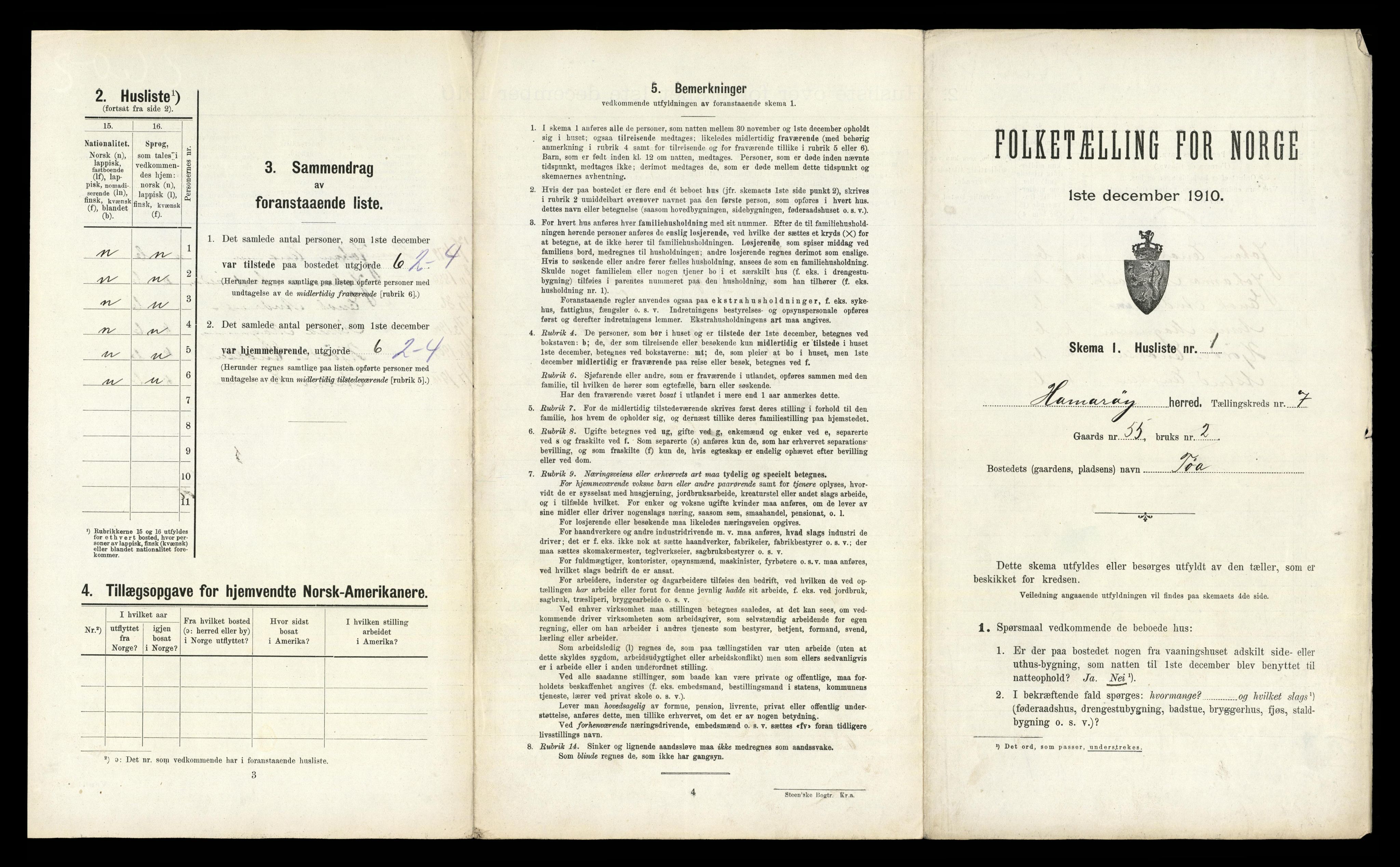 RA, 1910 census for Hamarøy, 1910, p. 718