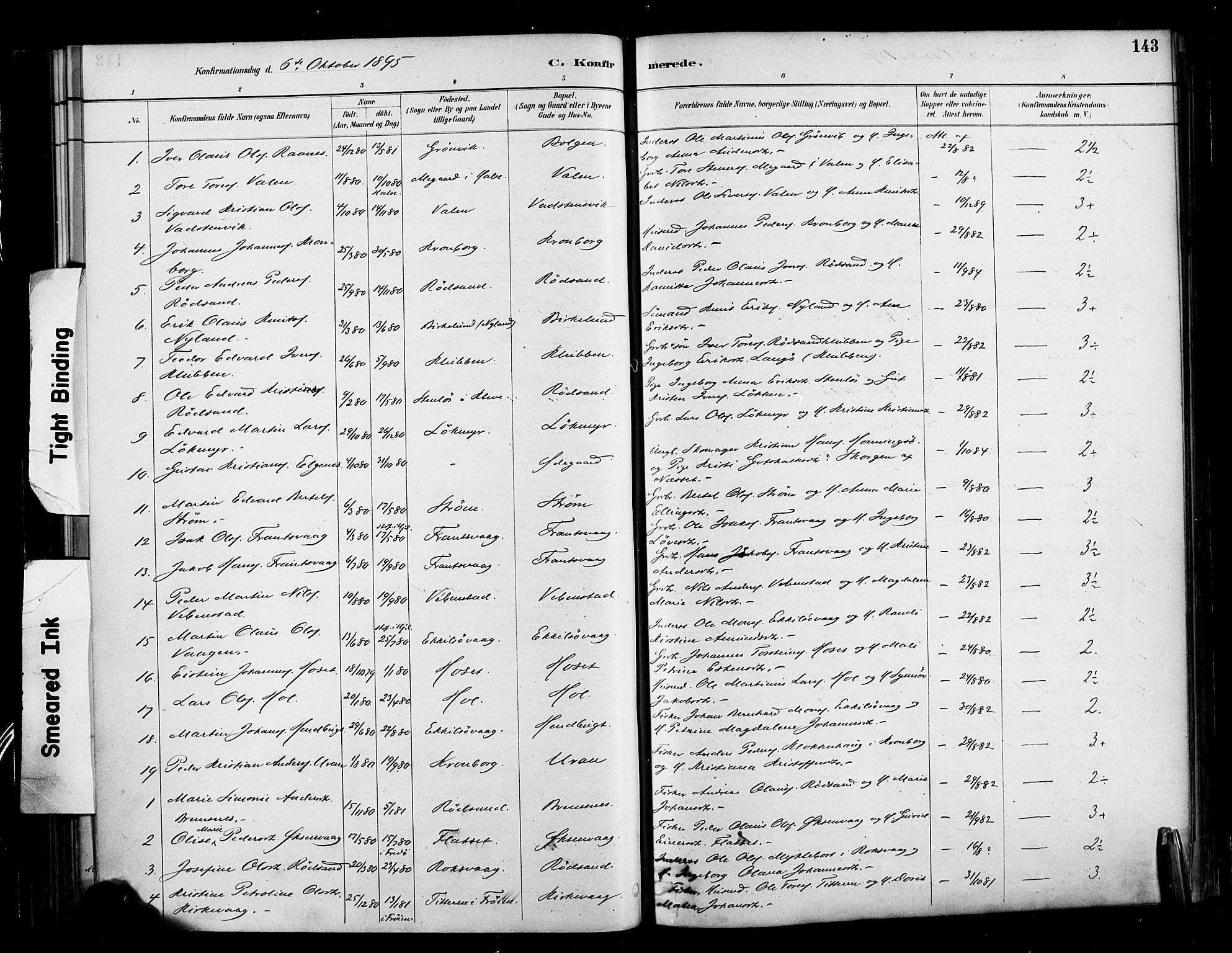 Ministerialprotokoller, klokkerbøker og fødselsregistre - Møre og Romsdal, SAT/A-1454/569/L0819: Parish register (official) no. 569A05, 1885-1899, p. 143