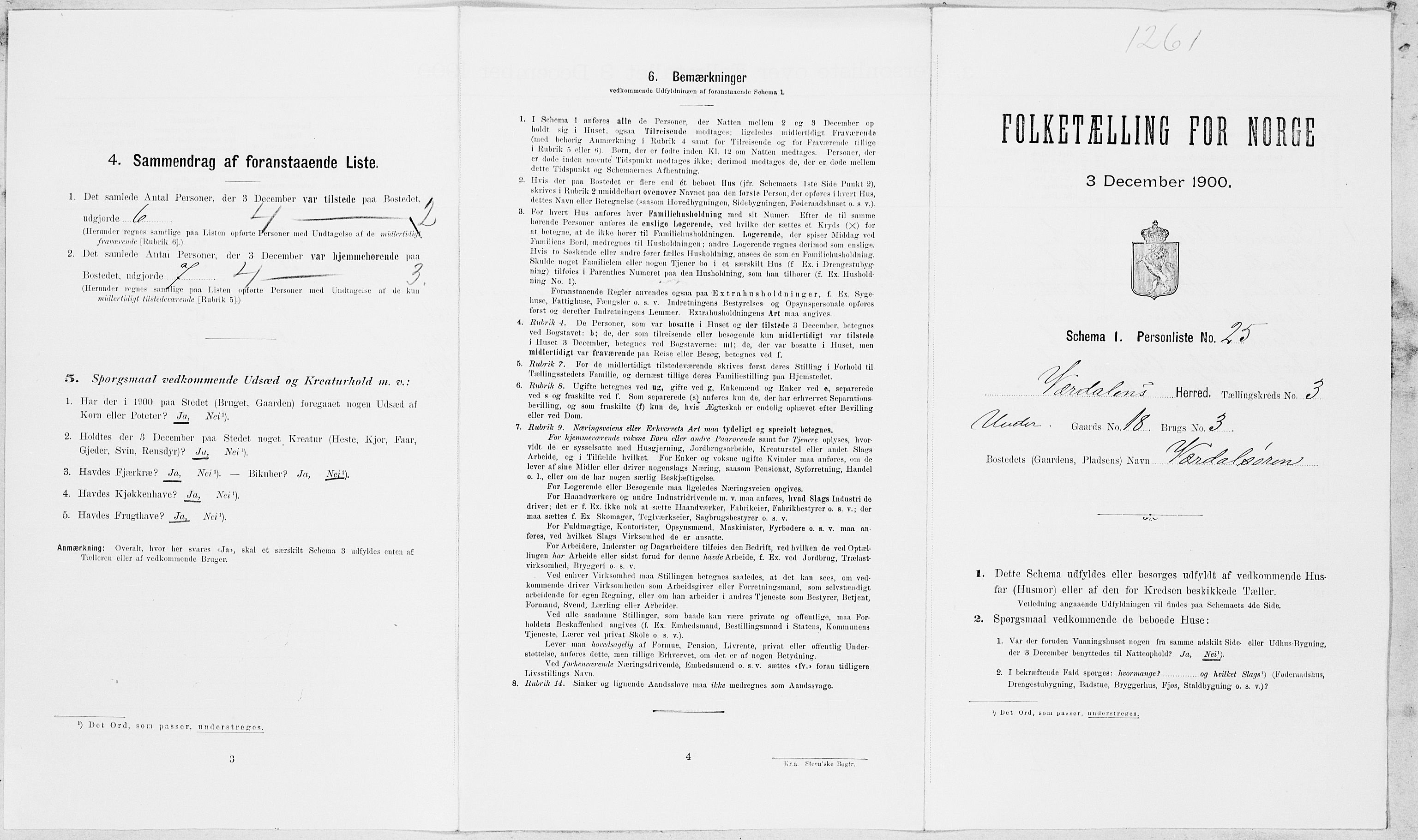 SAT, 1900 census for Verdal, 1900, p. 455