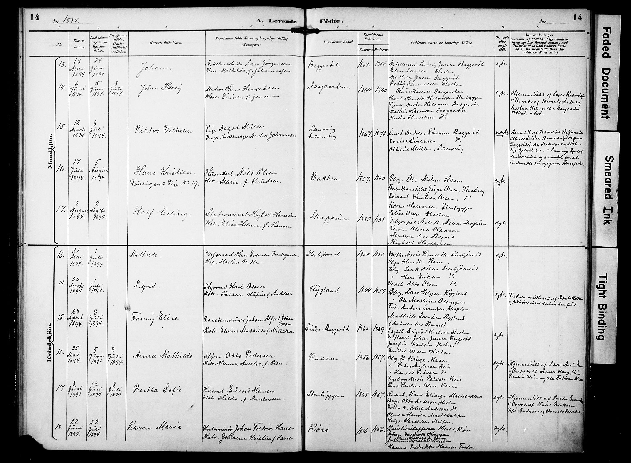 Borre kirkebøker, SAKO/A-338/F/Fa/L0010: Parish register (official) no. I 10, 1892-1896, p. 14