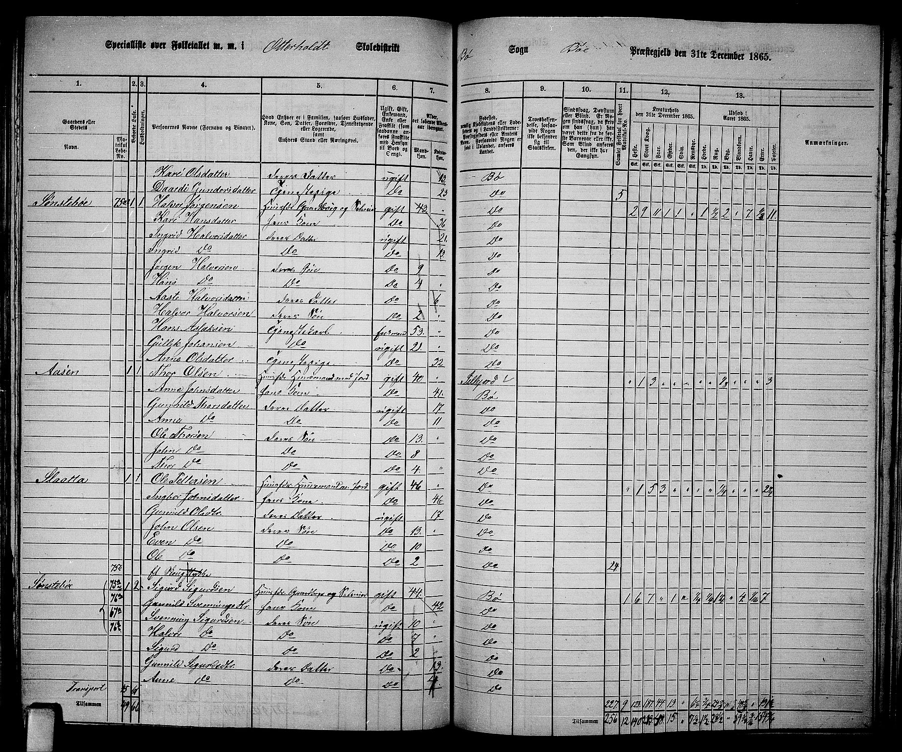 RA, 1865 census for Bø, 1865, p. 167