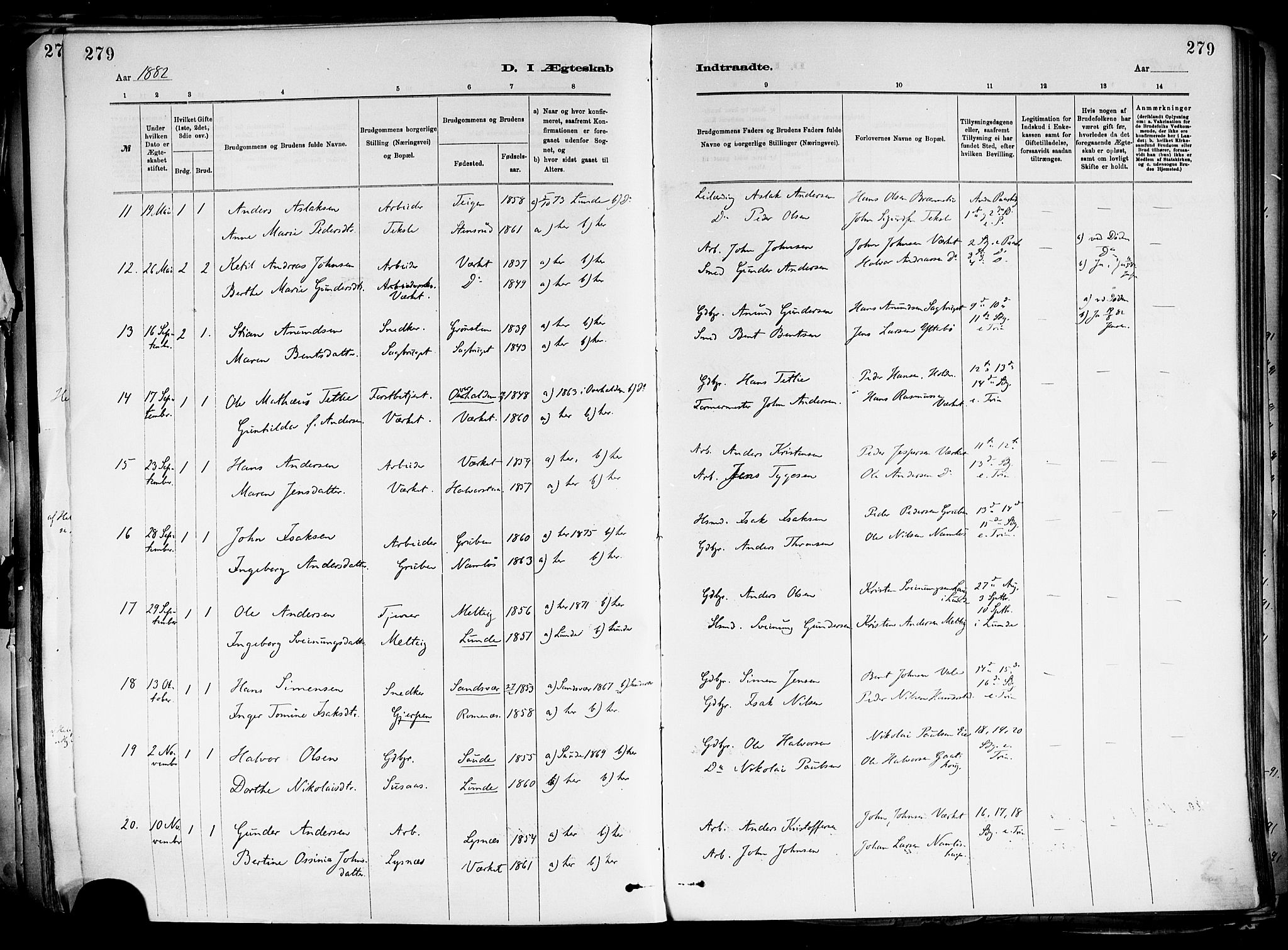 Holla kirkebøker, AV/SAKO-A-272/F/Fa/L0008: Parish register (official) no. 8, 1882-1897, p. 279