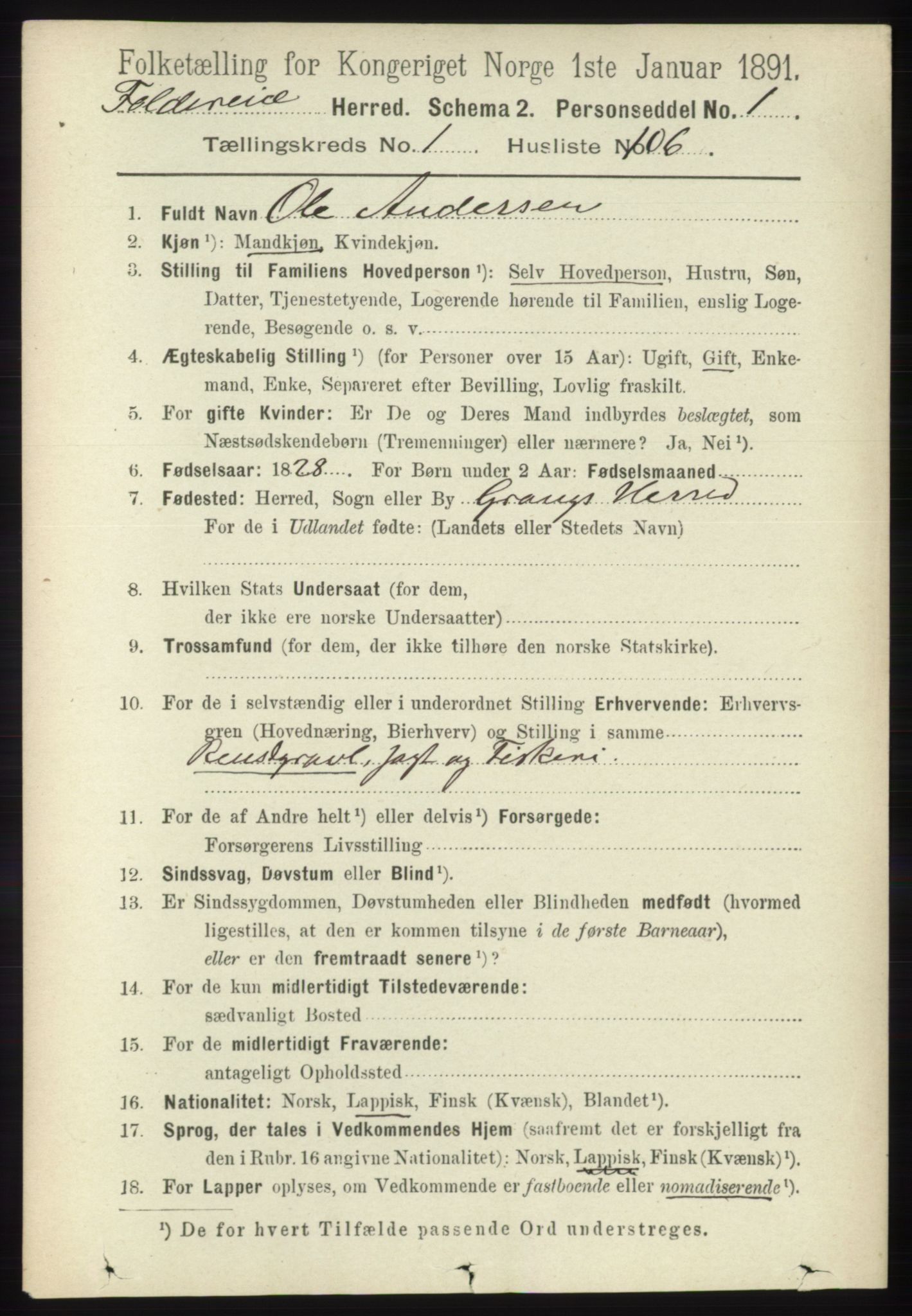 RA, 1891 census for 1753 Foldereid, 1891, p. 784