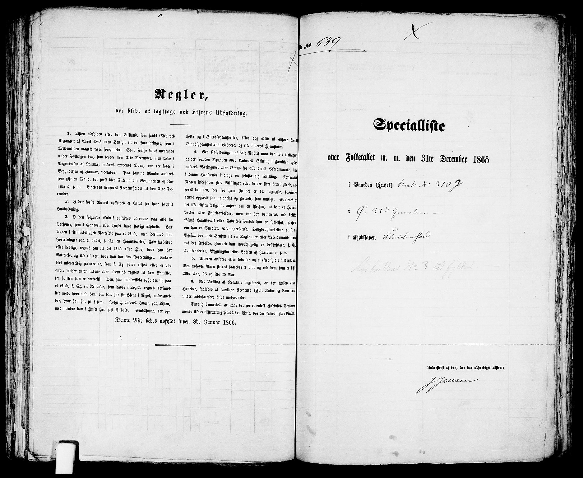 RA, 1865 census for Kristiansand, 1865, p. 1305