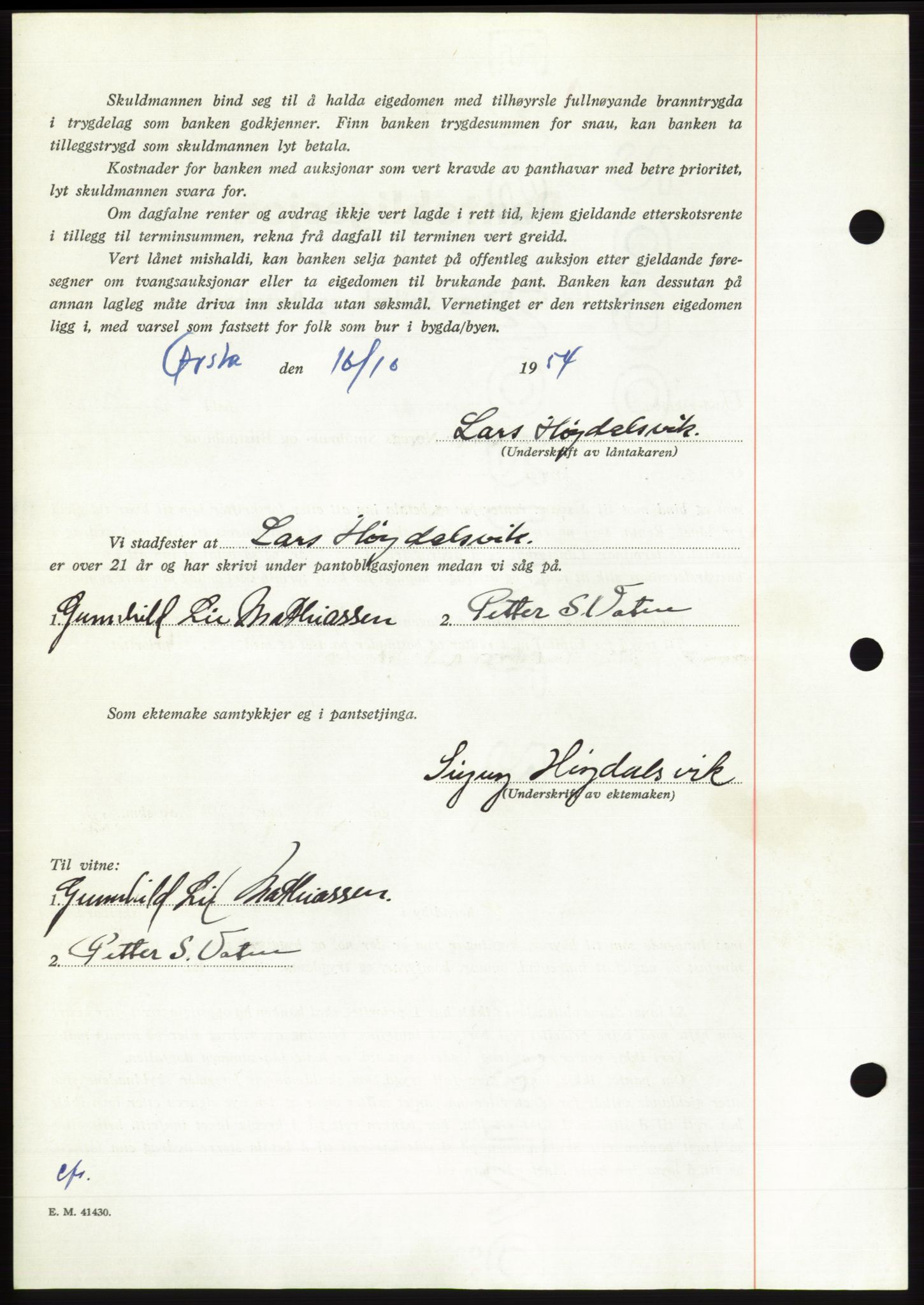 Søre Sunnmøre sorenskriveri, AV/SAT-A-4122/1/2/2C/L0126: Mortgage book no. 14B, 1954-1955, Diary no: : 2750/1954