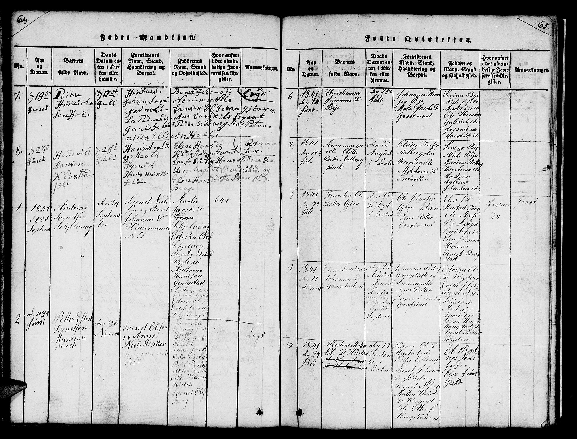 Ministerialprotokoller, klokkerbøker og fødselsregistre - Nord-Trøndelag, AV/SAT-A-1458/732/L0317: Parish register (copy) no. 732C01, 1816-1881, p. 64-65