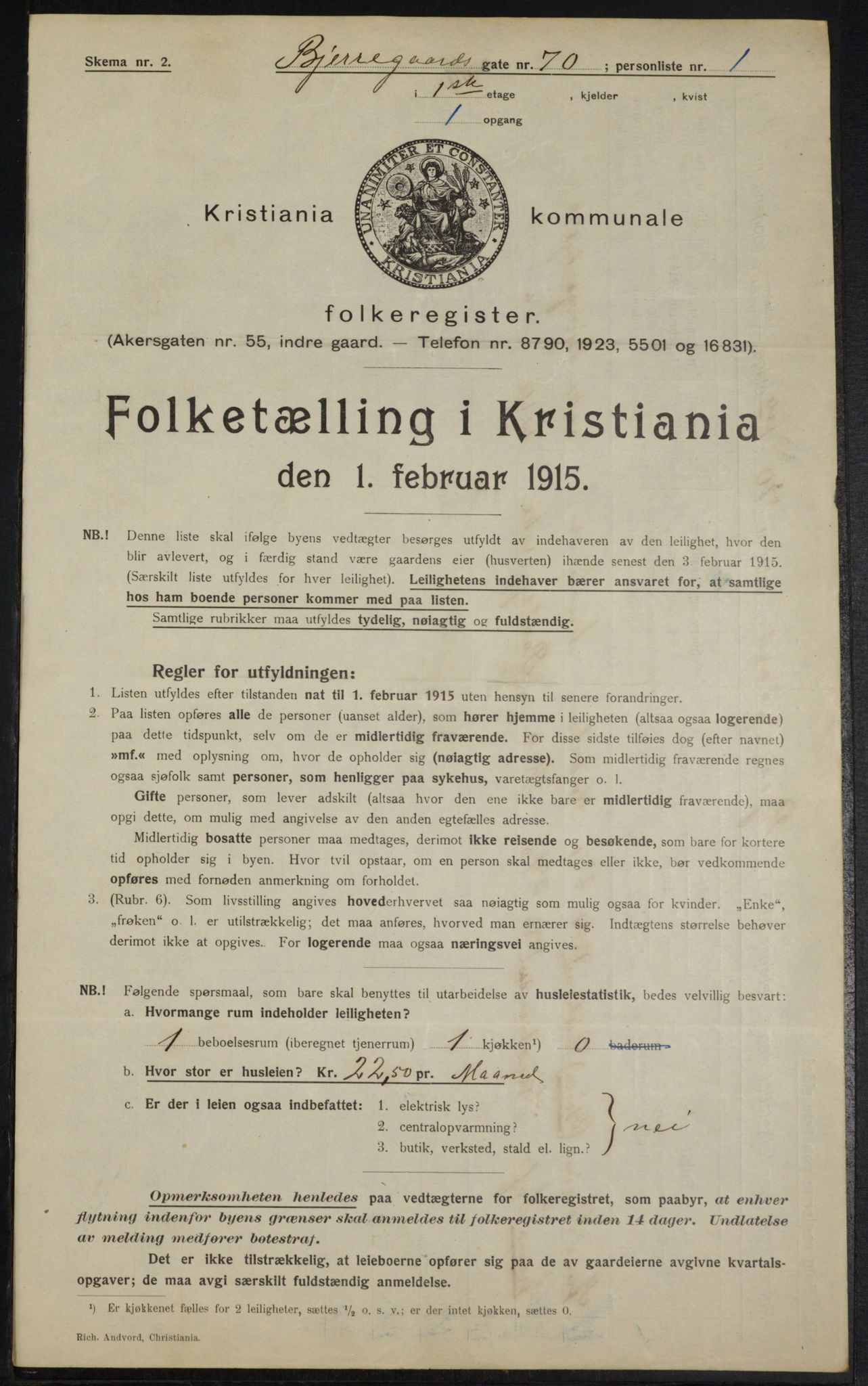 OBA, Municipal Census 1915 for Kristiania, 1915, p. 6440