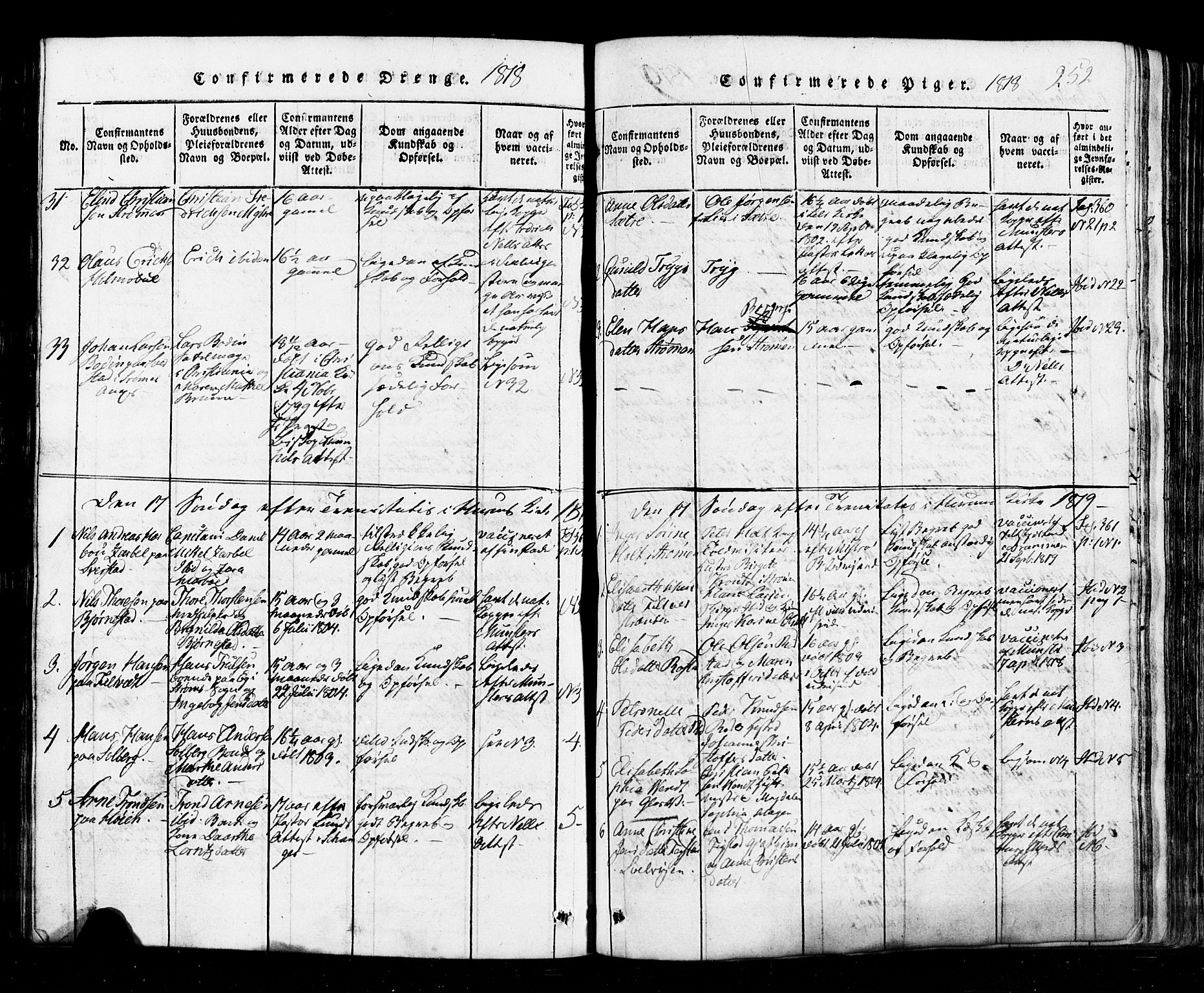 Hurum kirkebøker, SAKO/A-229/G/Ga/L0001: Parish register (copy) no. I 1, 1816-1826, p. 252