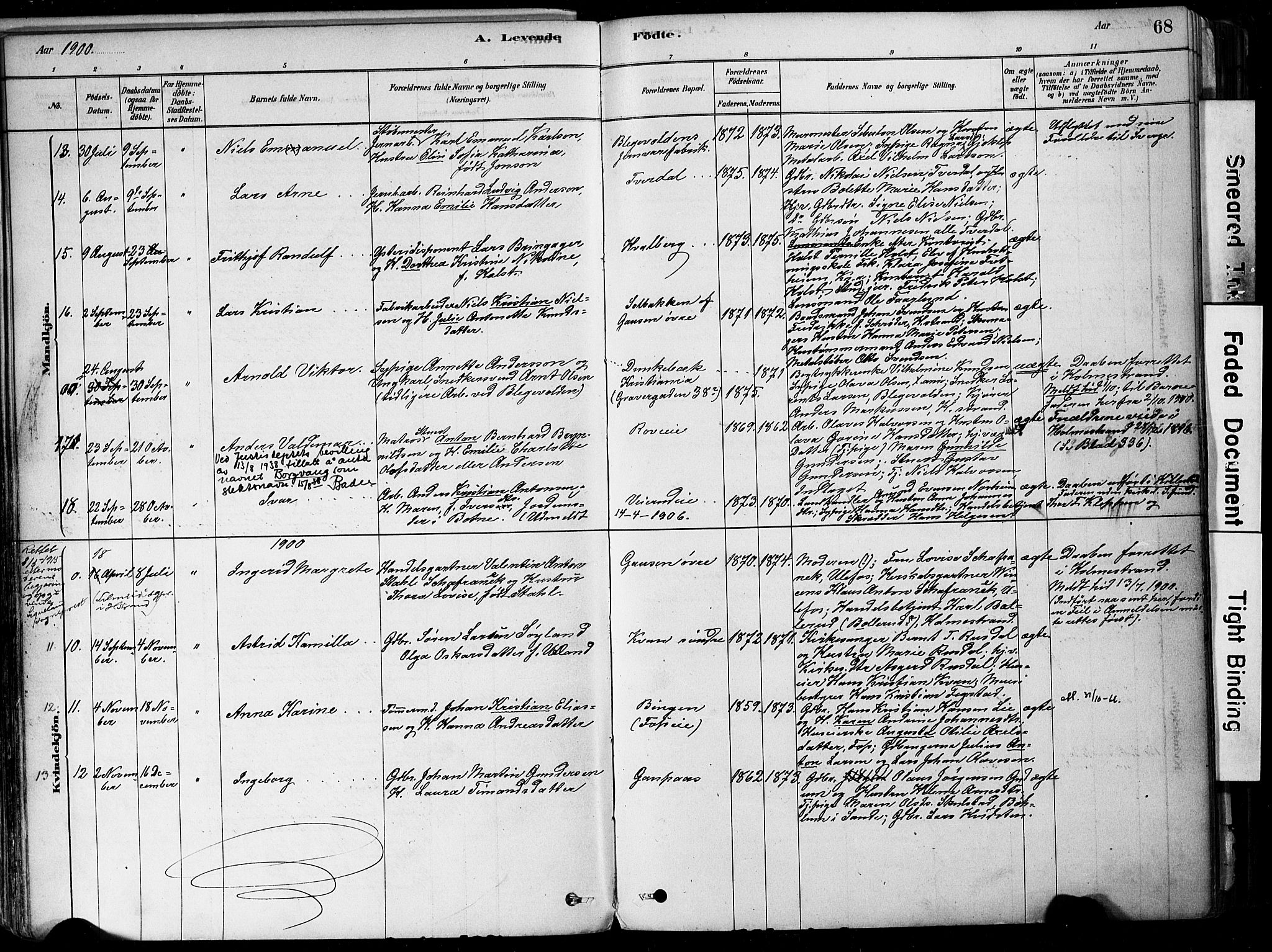 Botne kirkebøker, AV/SAKO-A-340/F/Fa/L0007: Parish register (official) no. I 7, 1878-1910, p. 68