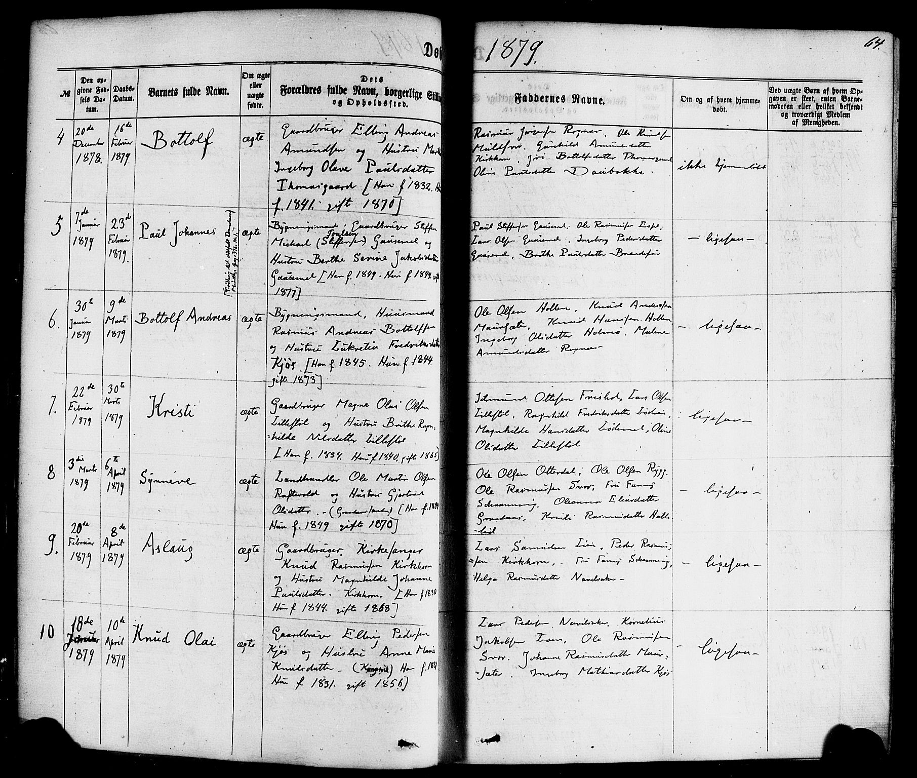 Hornindal sokneprestembete, AV/SAB-A-82401/H/Haa/Haaa/L0002: Parish register (official) no. A 2, 1867-1884, p. 64