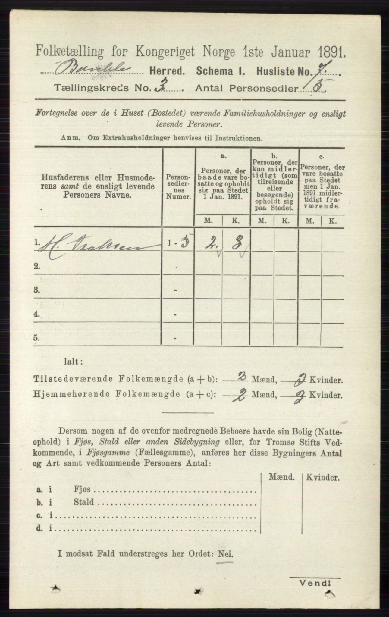 RA, 1891 census for 0814 Bamble, 1891, p. 1361