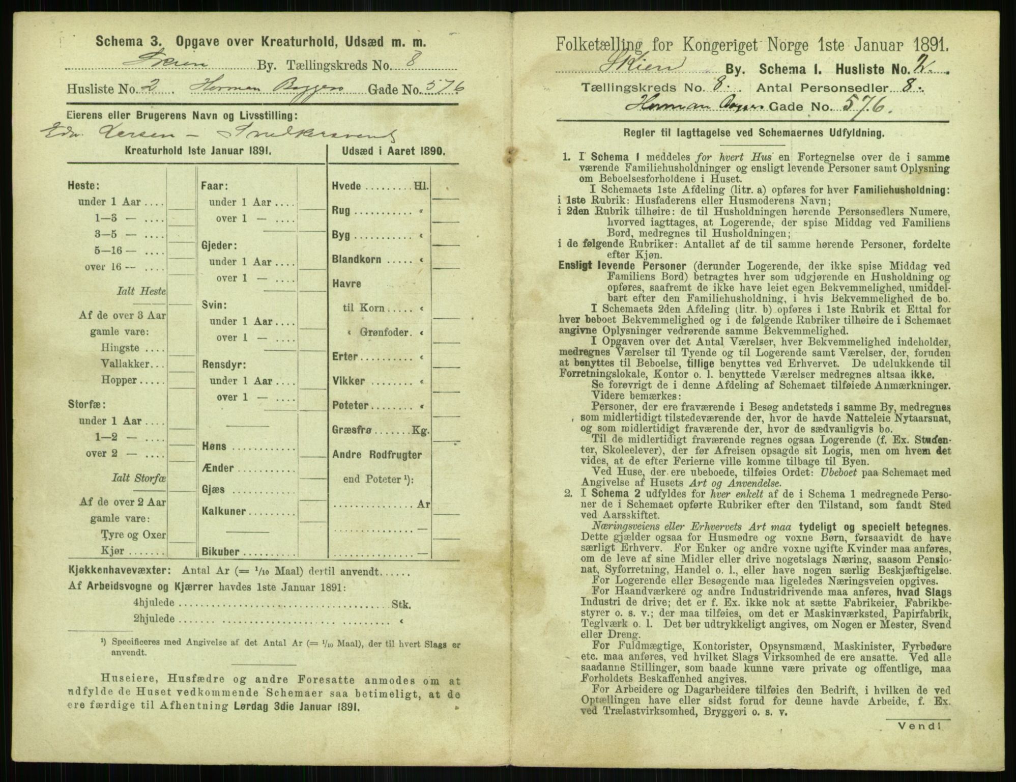 RA, 1891 census for 0806 Skien, 1891, p. 344