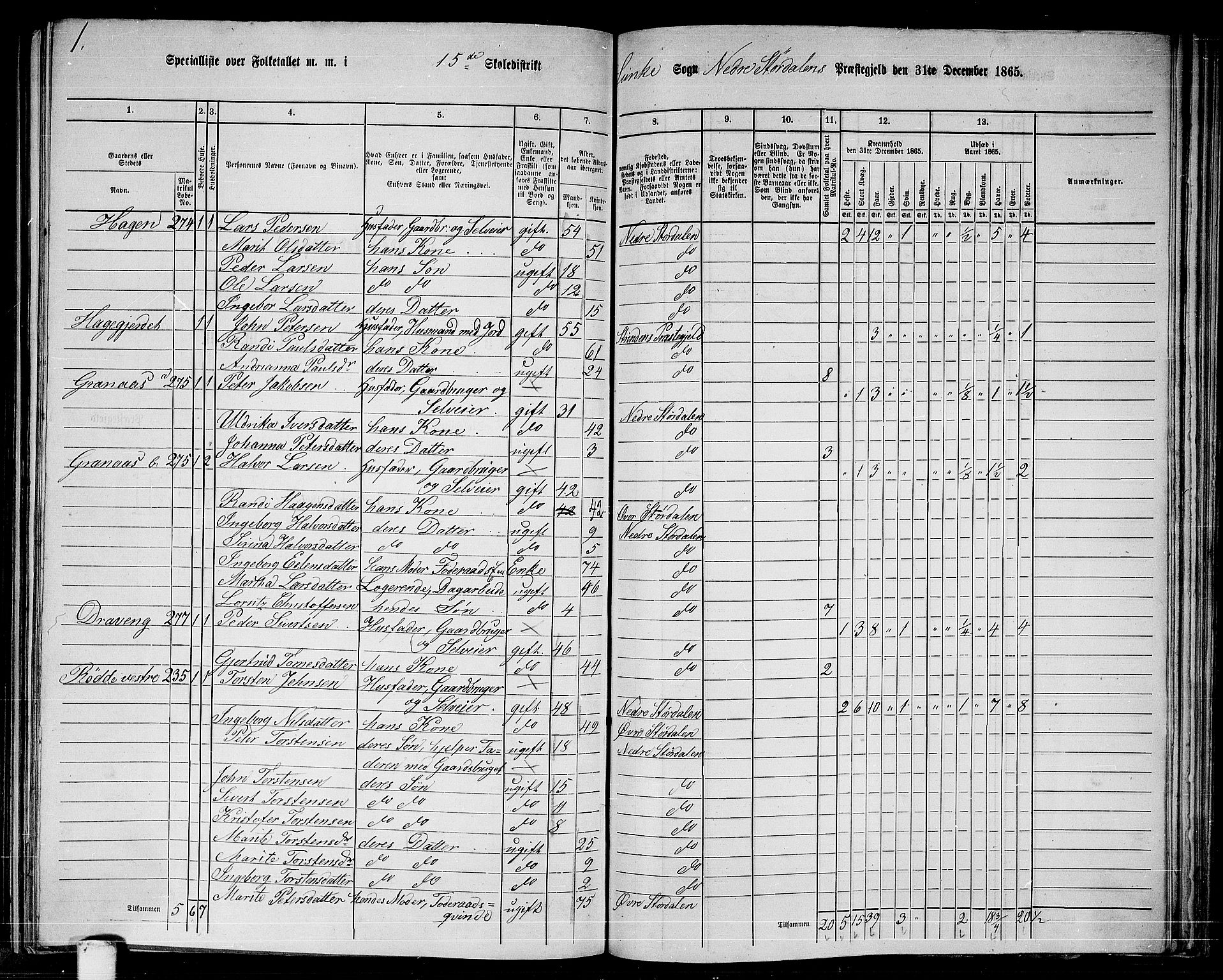 RA, 1865 census for Nedre Stjørdal, 1865, p. 261