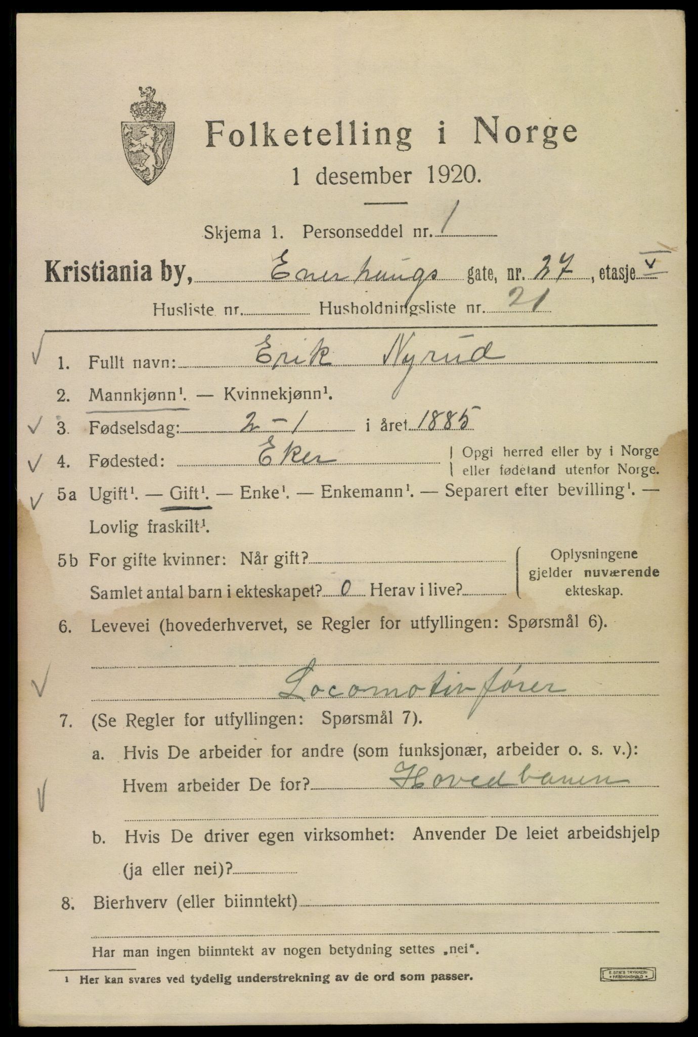 SAO, 1920 census for Kristiania, 1920, p. 218061