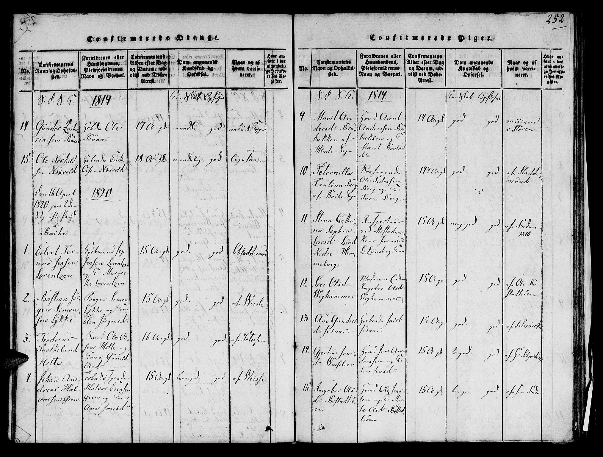 Ministerialprotokoller, klokkerbøker og fødselsregistre - Sør-Trøndelag, AV/SAT-A-1456/606/L0283: Parish register (official) no. 606A03 /1, 1818-1823, p. 252