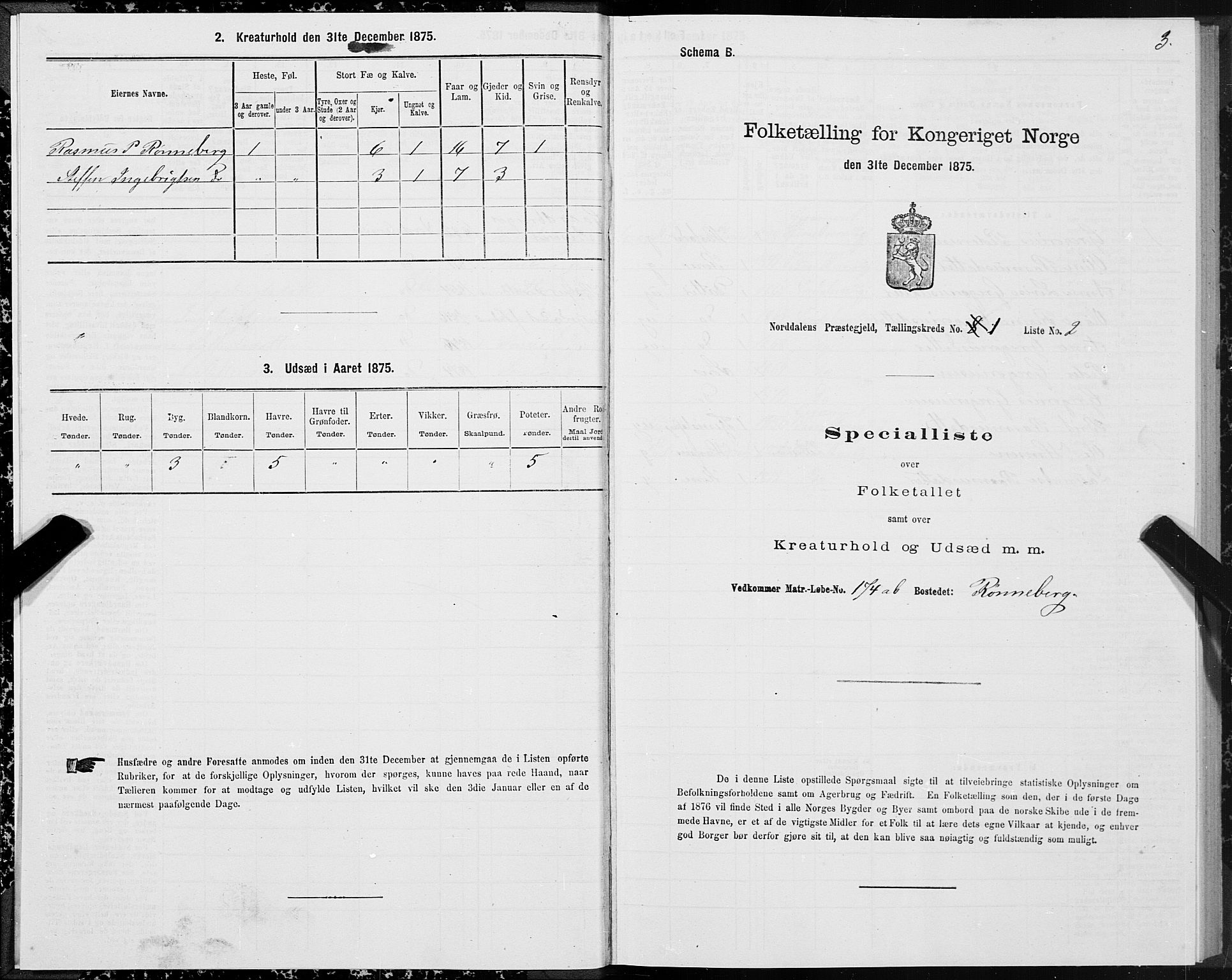 SAT, 1875 census for 1524P Norddal, 1875, p. 1003