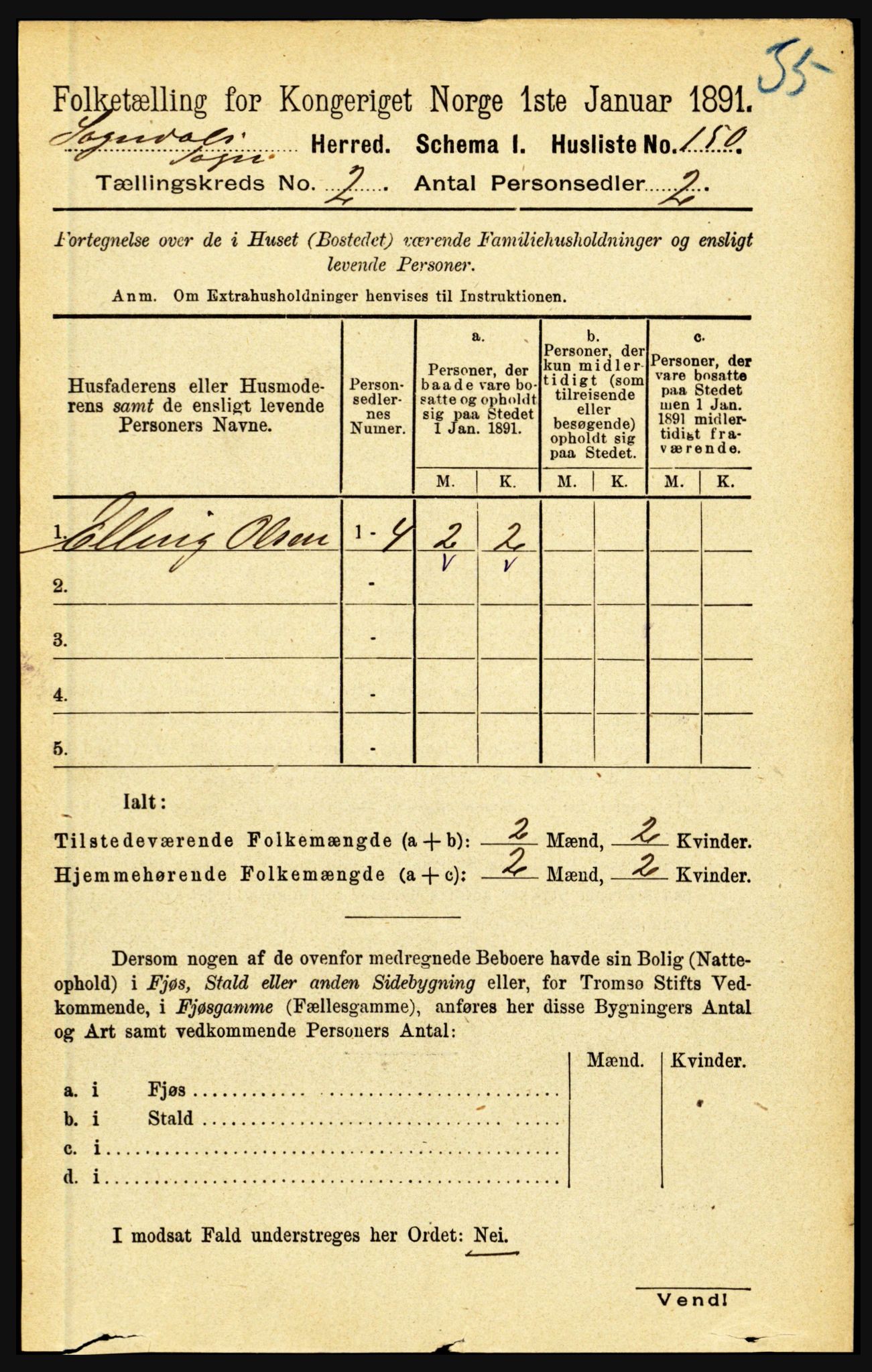 RA, 1891 census for 1420 Sogndal, 1891, p. 591