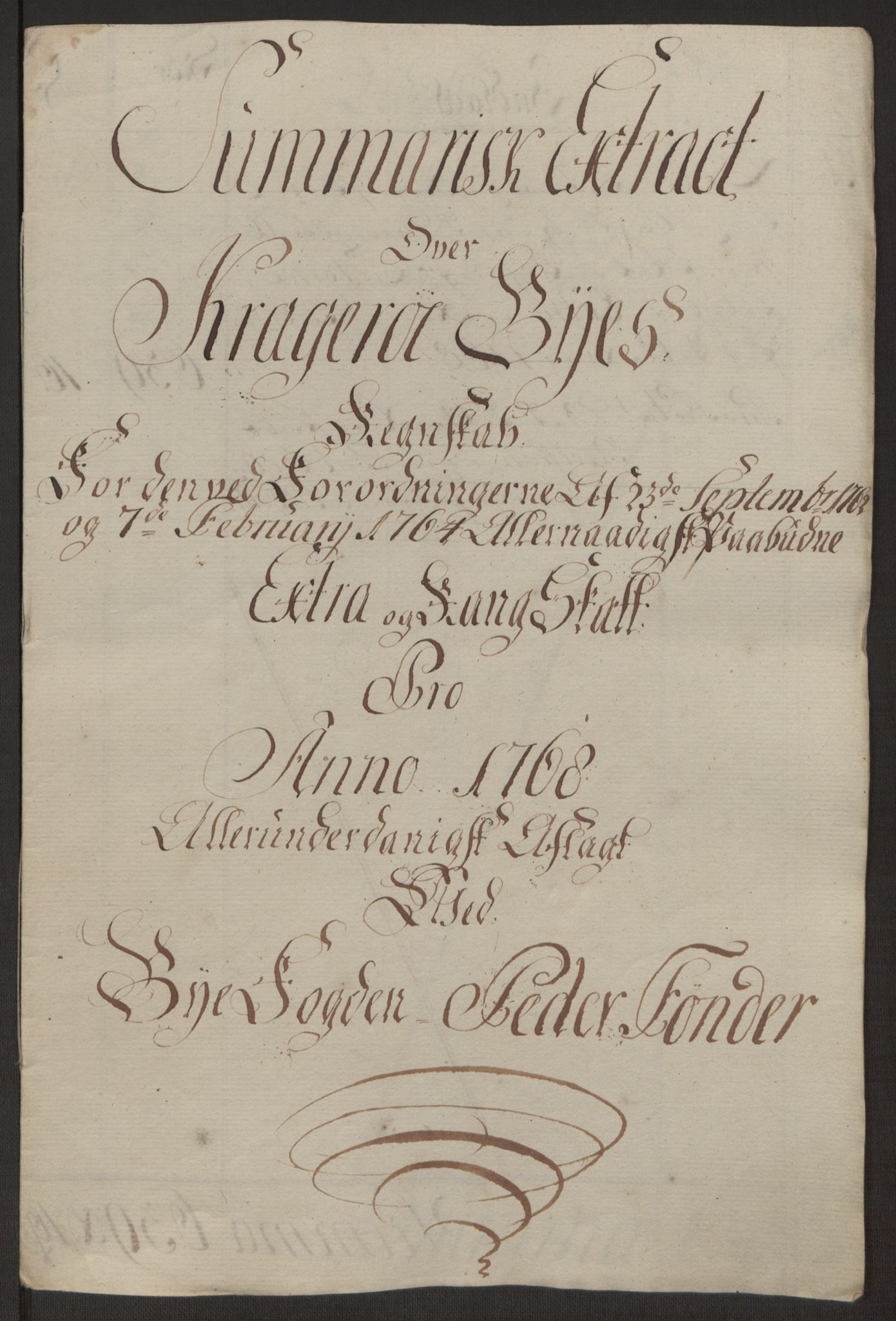 Rentekammeret inntil 1814, Reviderte regnskaper, Byregnskaper, AV/RA-EA-4066/R/Rk/L0218/0003: [K2] Kontribusjonsregnskap / Ekstra- og rangskatt, 1768-1772, p. 7