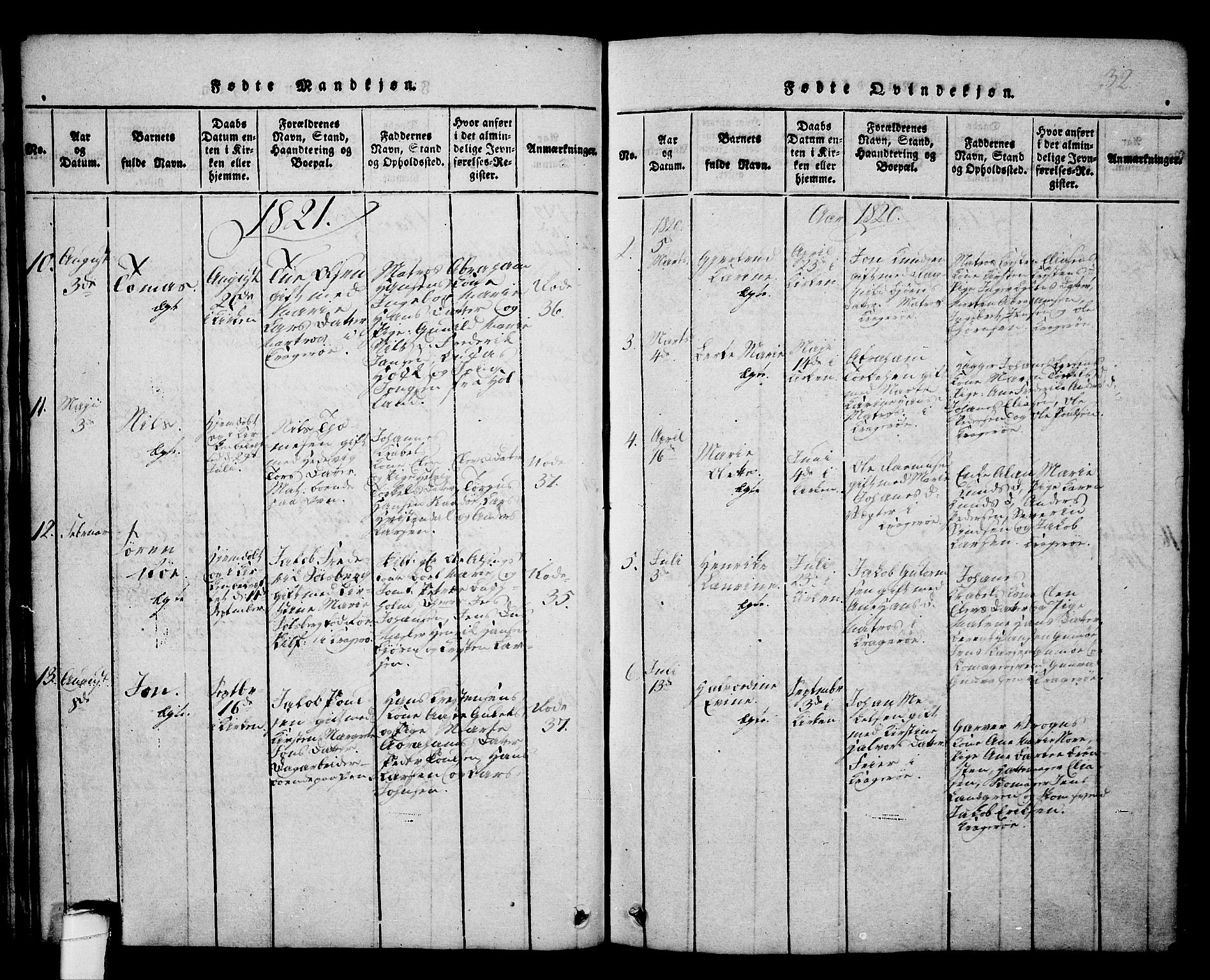 Kragerø kirkebøker, AV/SAKO-A-278/G/Ga/L0002: Parish register (copy) no. 2, 1814-1831, p. 32