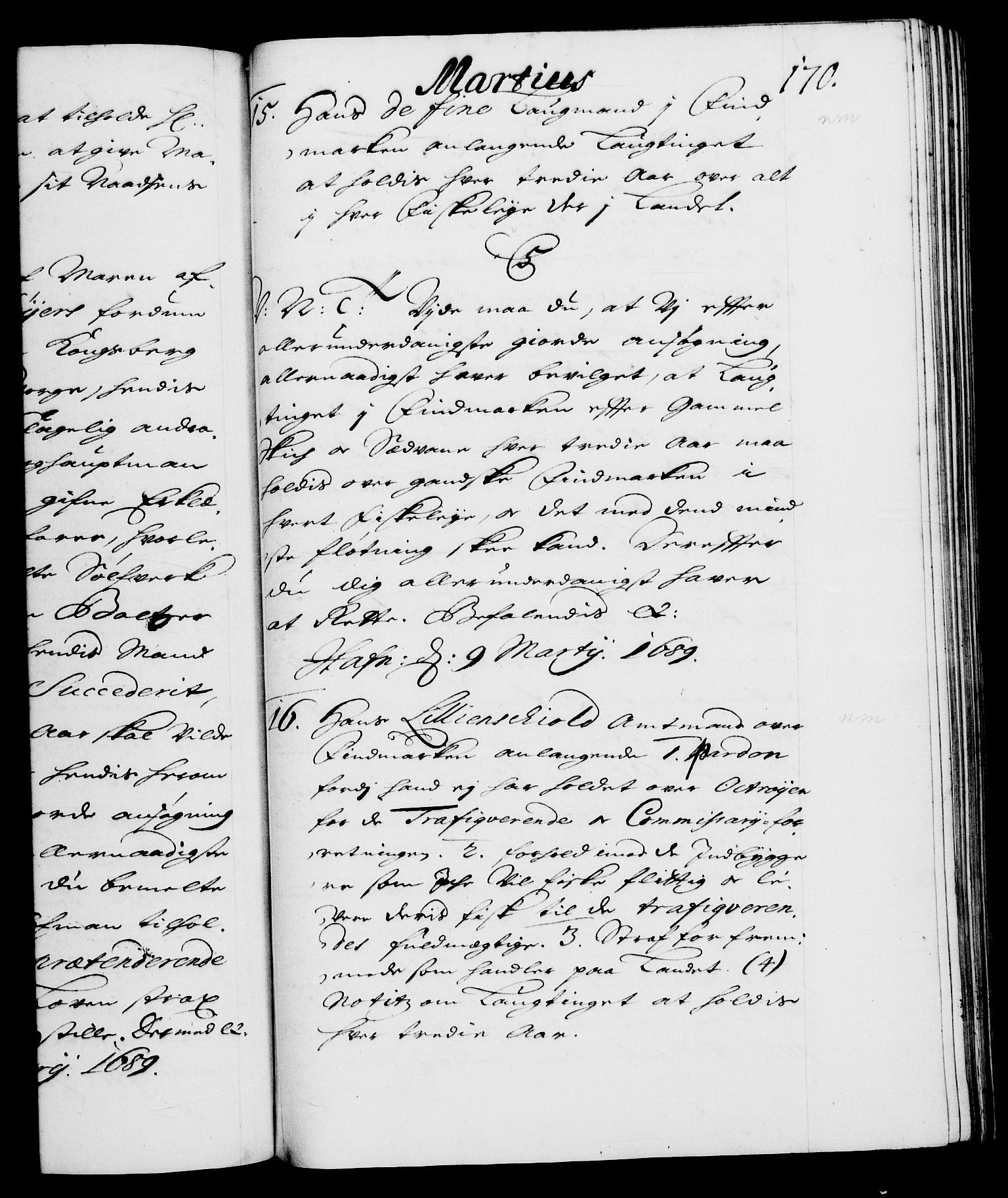 Danske Kanselli 1572-1799, AV/RA-EA-3023/F/Fc/Fca/Fcab/L0014: Norske tegnelser (mikrofilm), 1688-1691, p. 170a