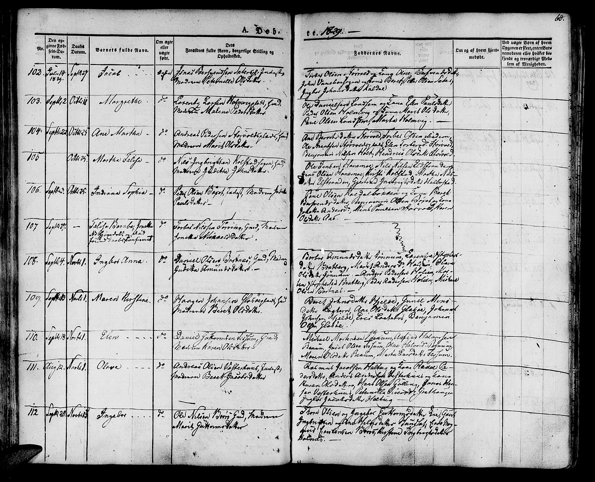 Ministerialprotokoller, klokkerbøker og fødselsregistre - Nord-Trøndelag, SAT/A-1458/741/L0390: Parish register (official) no. 741A04, 1822-1836, p. 63