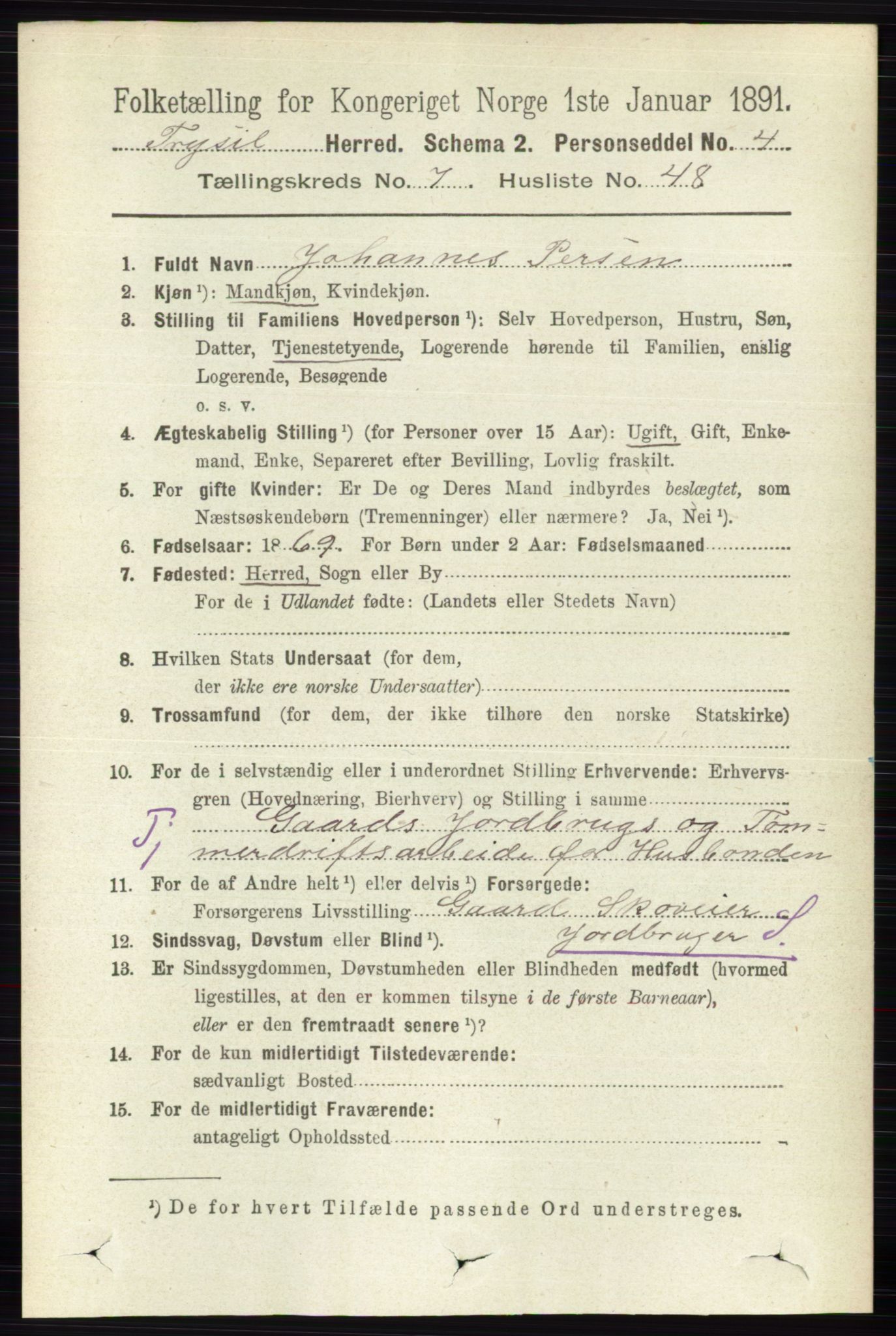 RA, 1891 census for 0428 Trysil, 1891, p. 3450