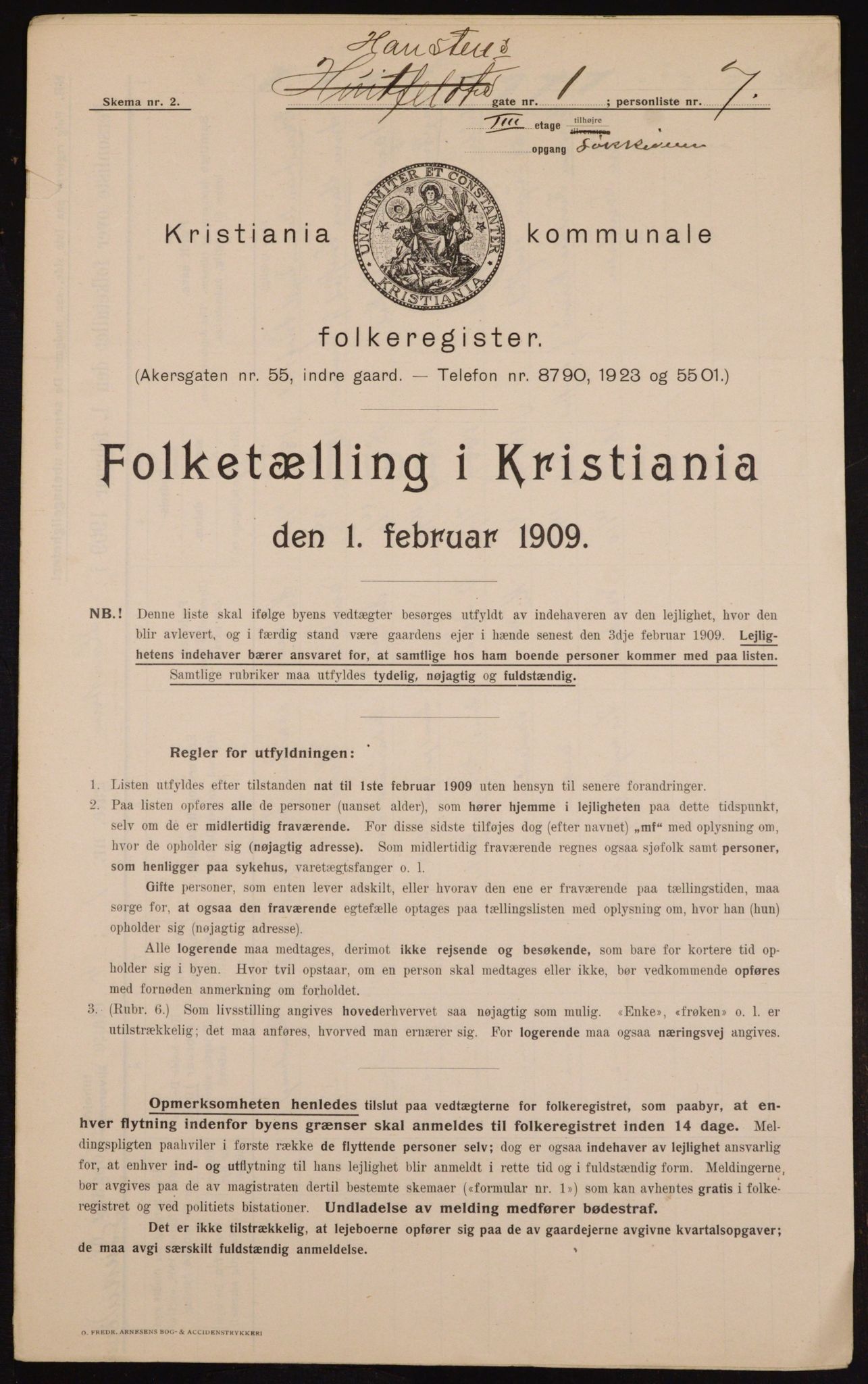 OBA, Municipal Census 1909 for Kristiania, 1909, p. 31474