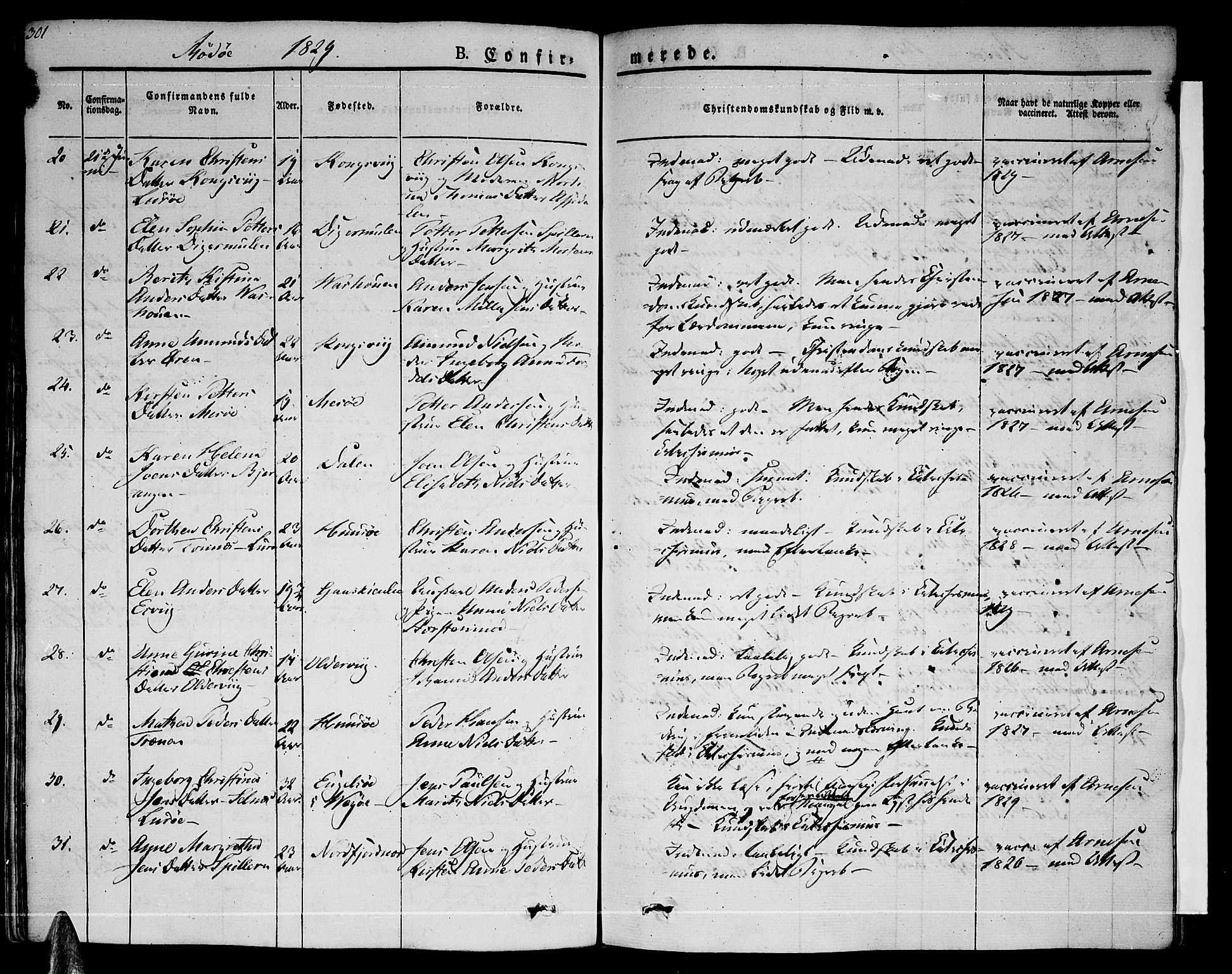 Ministerialprotokoller, klokkerbøker og fødselsregistre - Nordland, AV/SAT-A-1459/841/L0598: Parish register (official) no. 841A06 /1, 1825-1844, p. 301