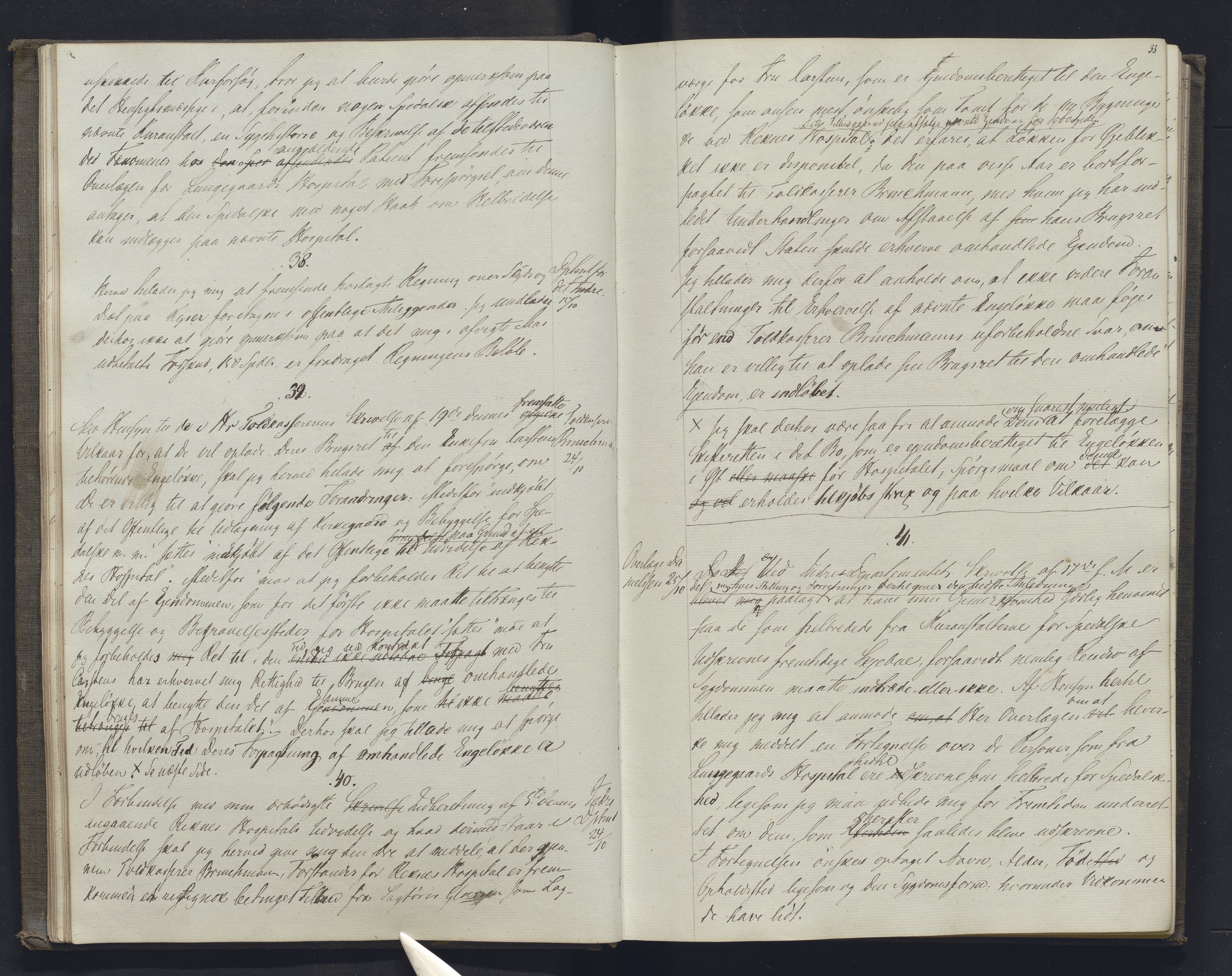 Lepraarkiver - Overlegen for den spedalske sykdom, AV/SAB-A-61001/B.b/L0001: Kopibok, 1854-1858, p. 32-33