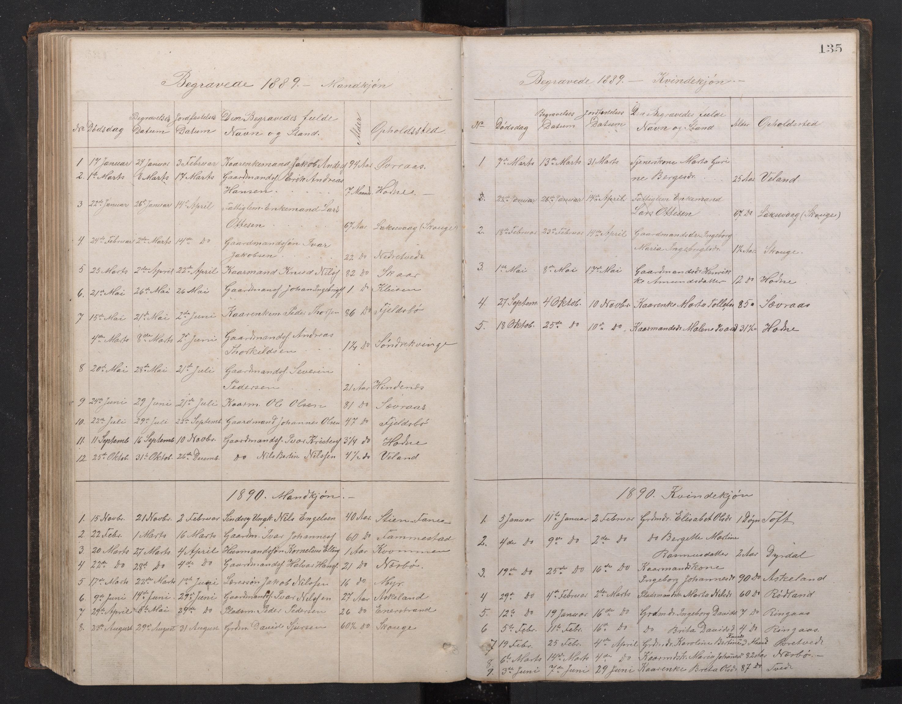 Lindås Sokneprestembete, SAB/A-76701/H/Hab: Parish register (copy) no. E 2, 1867-1892, p. 134b-135a