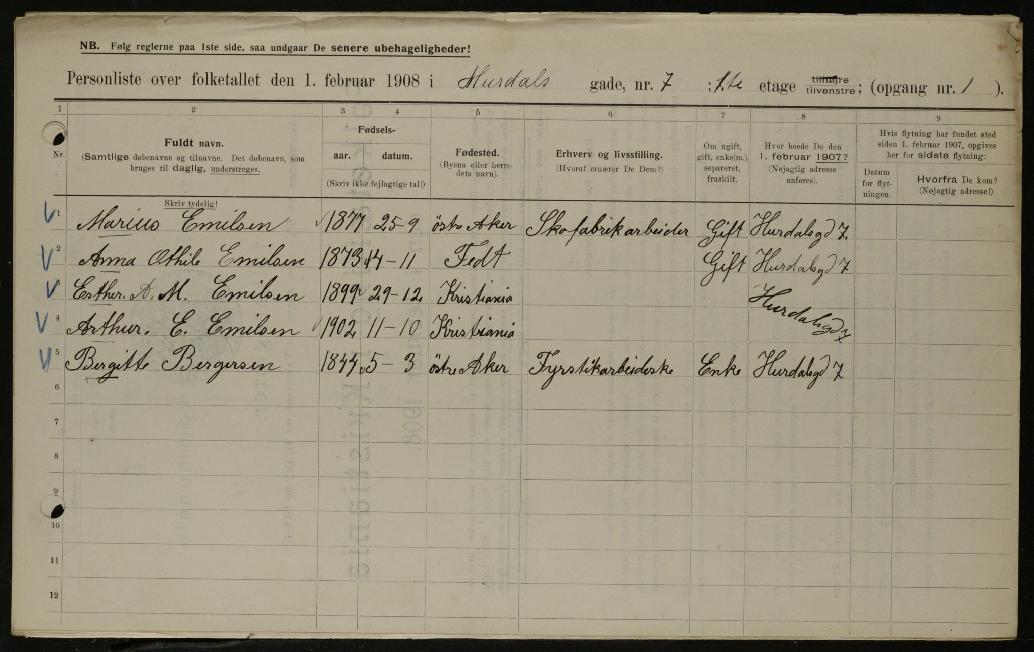 OBA, Municipal Census 1908 for Kristiania, 1908, p. 37987