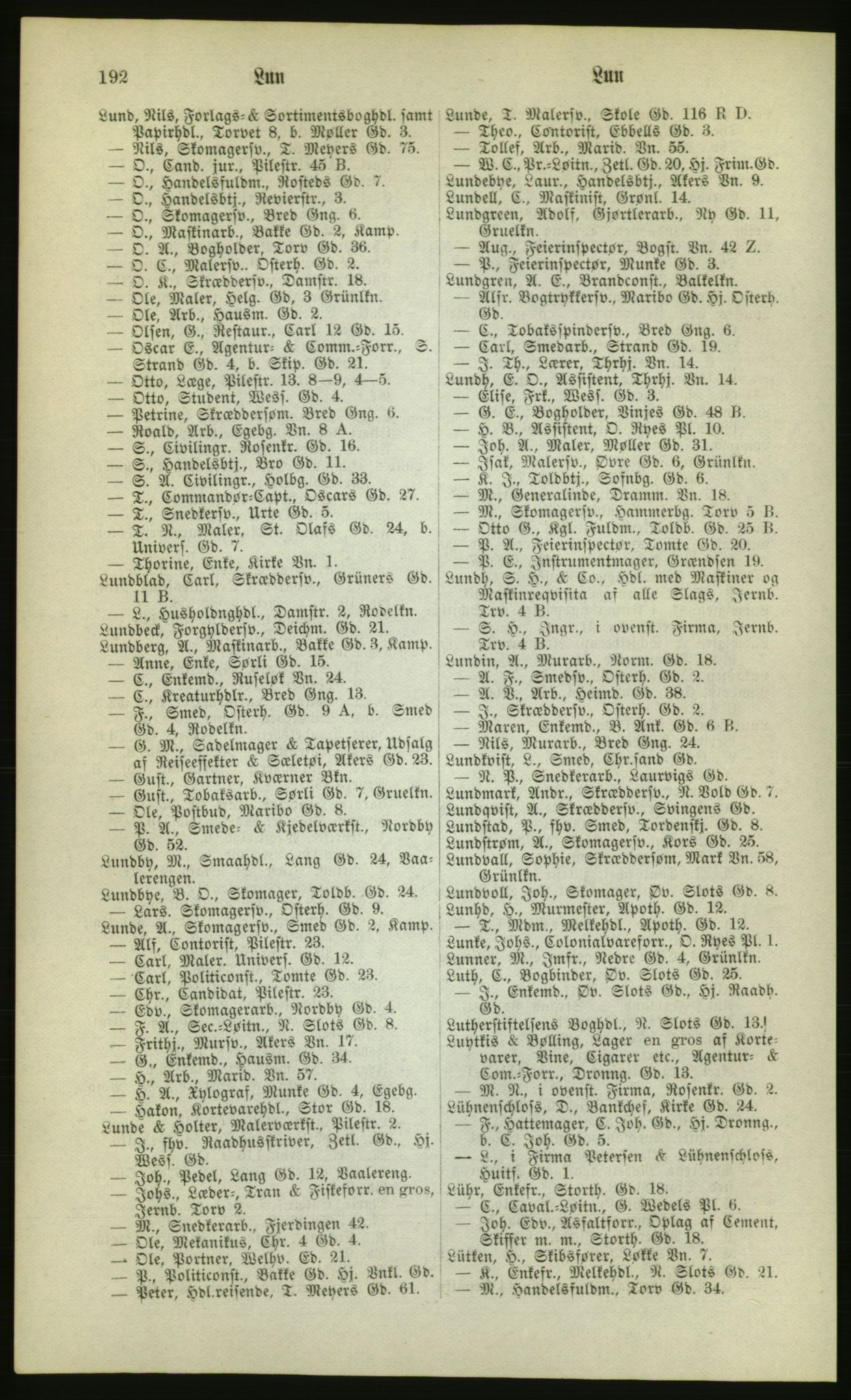 Kristiania/Oslo adressebok, PUBL/-, 1880, p. 192