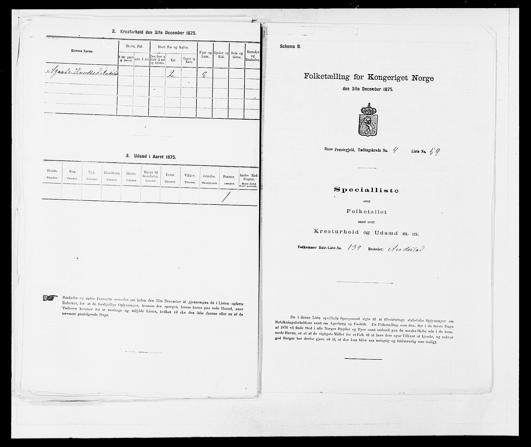 SAB, 1875 census for 1250P Haus, 1875, p. 513