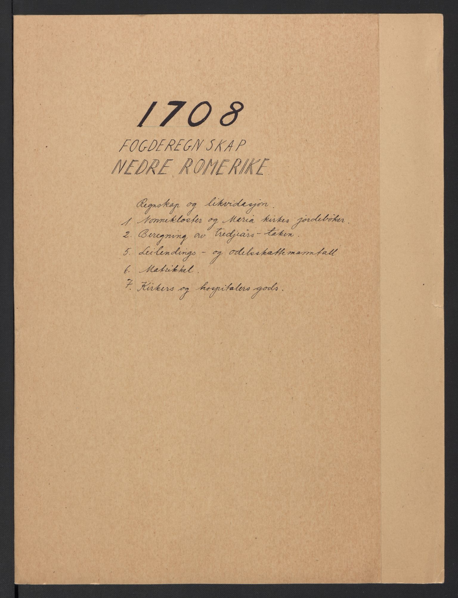 Rentekammeret inntil 1814, Reviderte regnskaper, Fogderegnskap, RA/EA-4092/R11/L0591: Fogderegnskap Nedre Romerike, 1708-1709, p. 2