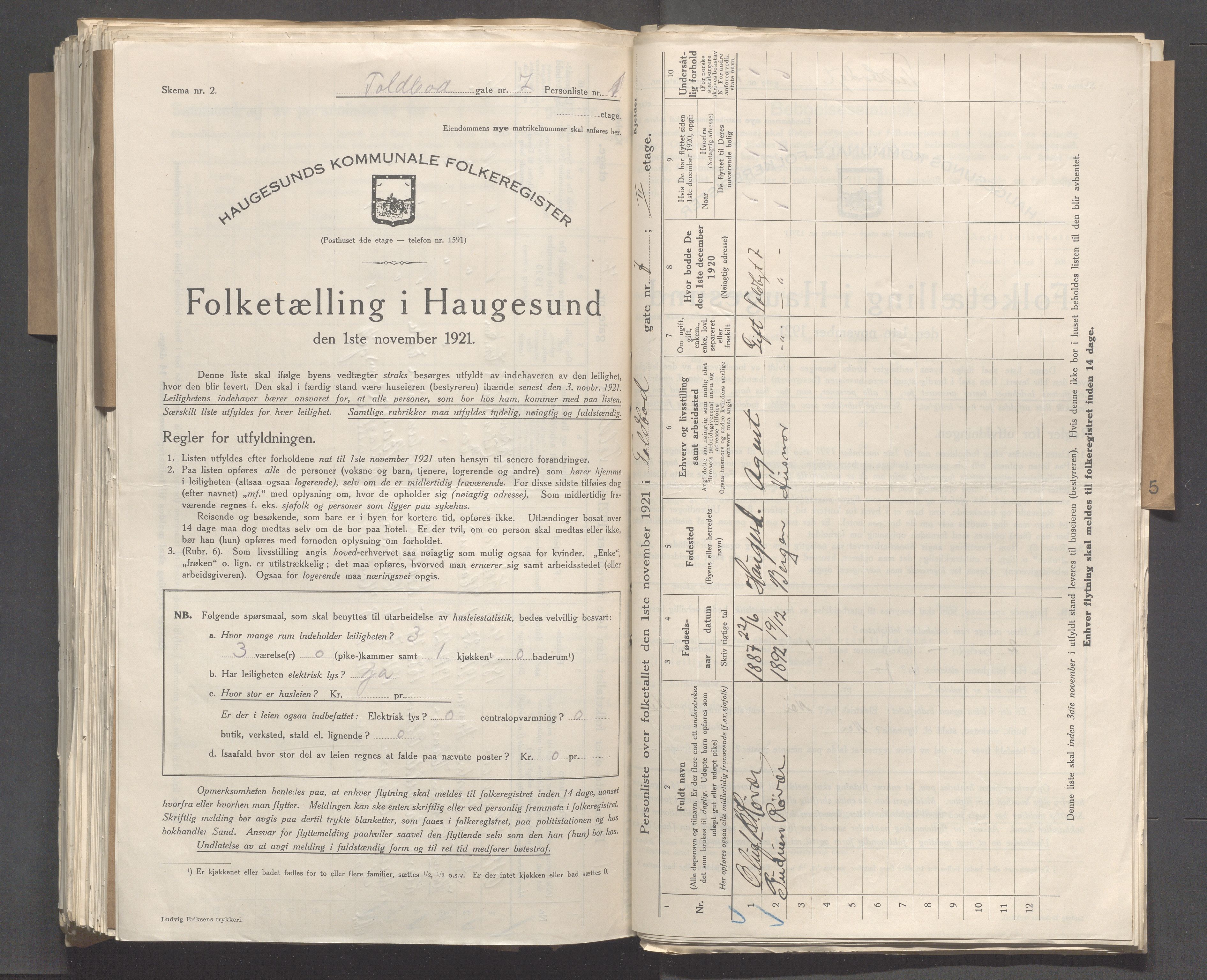 IKAR, Local census 1.11.1921 for Haugesund, 1921, p. 7425