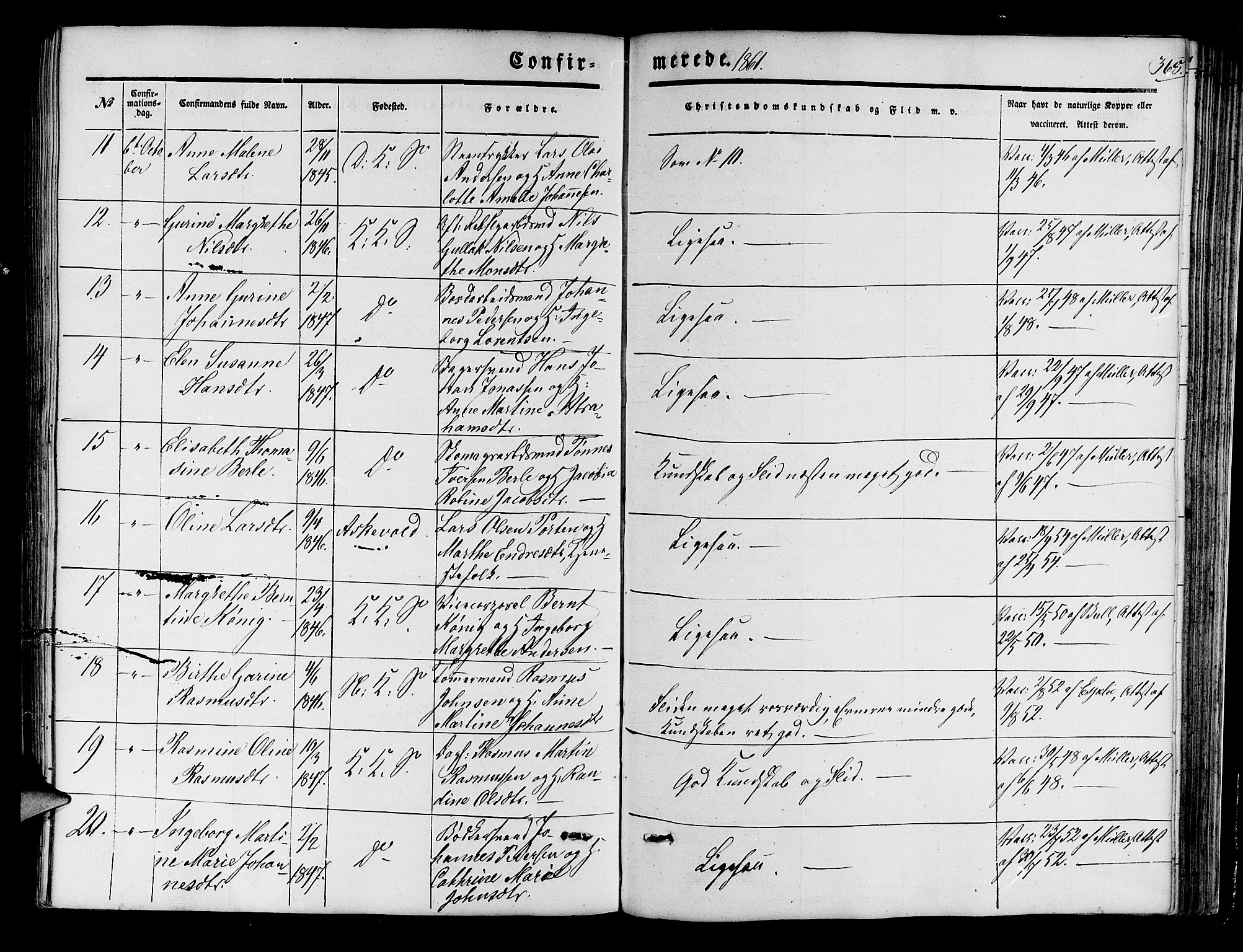 Korskirken sokneprestembete, AV/SAB-A-76101/H/Hab: Parish register (copy) no. C 1, 1839-1868, p. 368