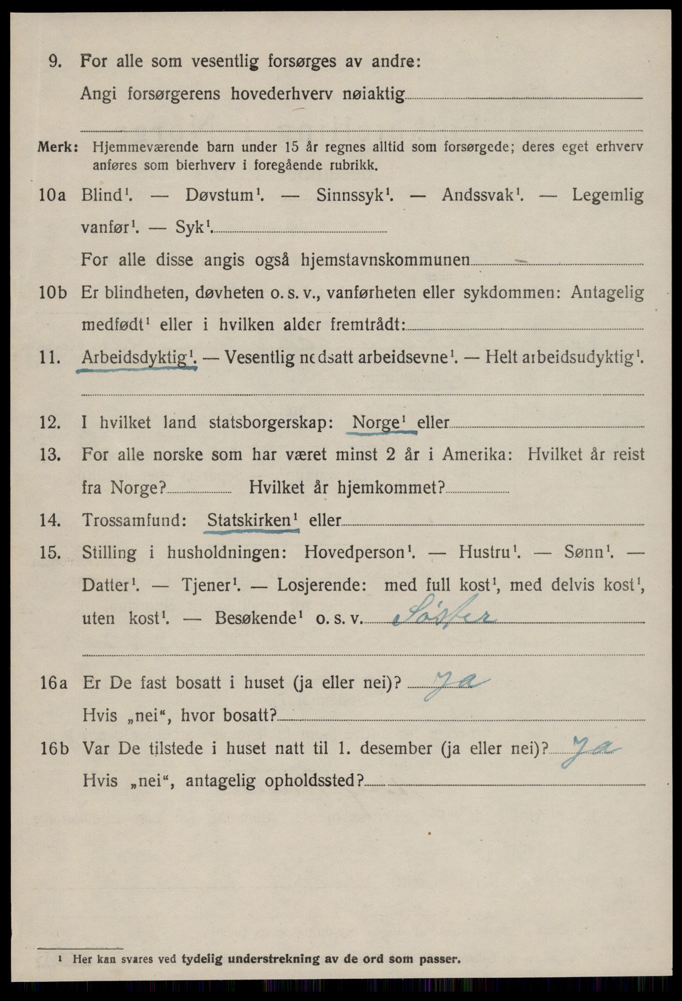 SAT, 1920 census for Hareid, 1920, p. 4598