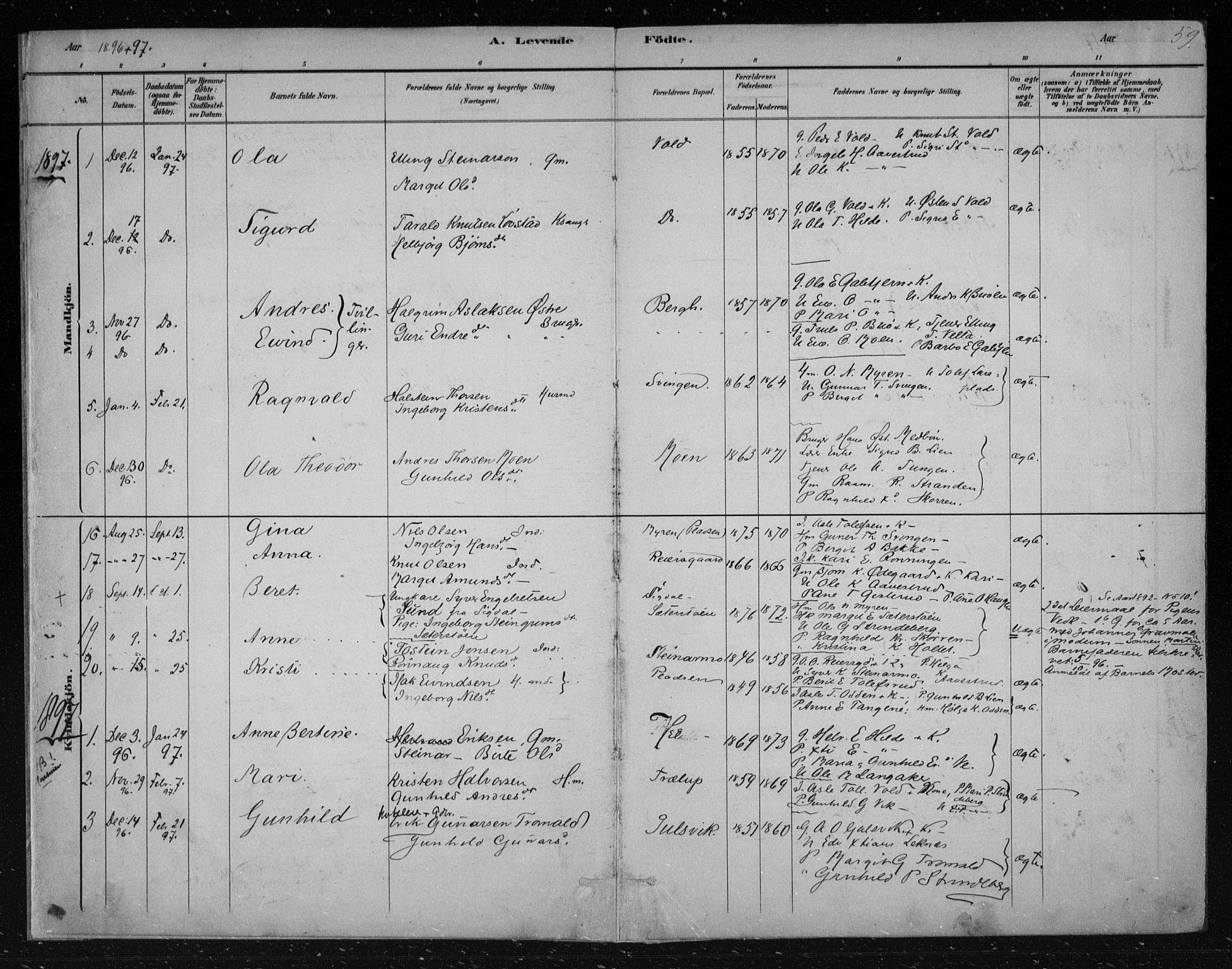 Nes kirkebøker, AV/SAKO-A-236/F/Fa/L0012: Parish register (official) no. 12, 1881-1917, p. 59