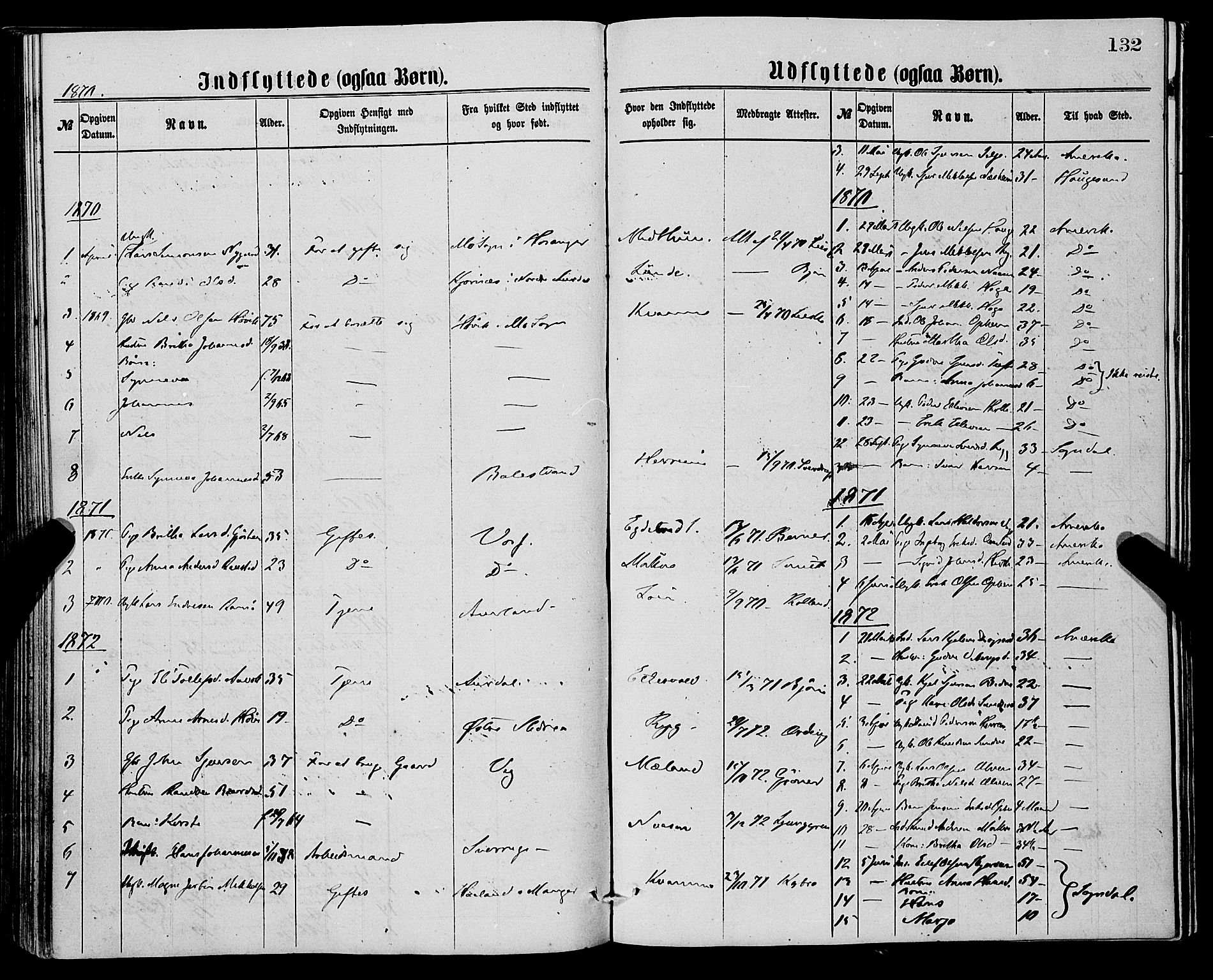 Vossestrand Sokneprestembete, AV/SAB-A-79101/H/Haa: Parish register (official) no. A 1, 1866-1877, p. 132