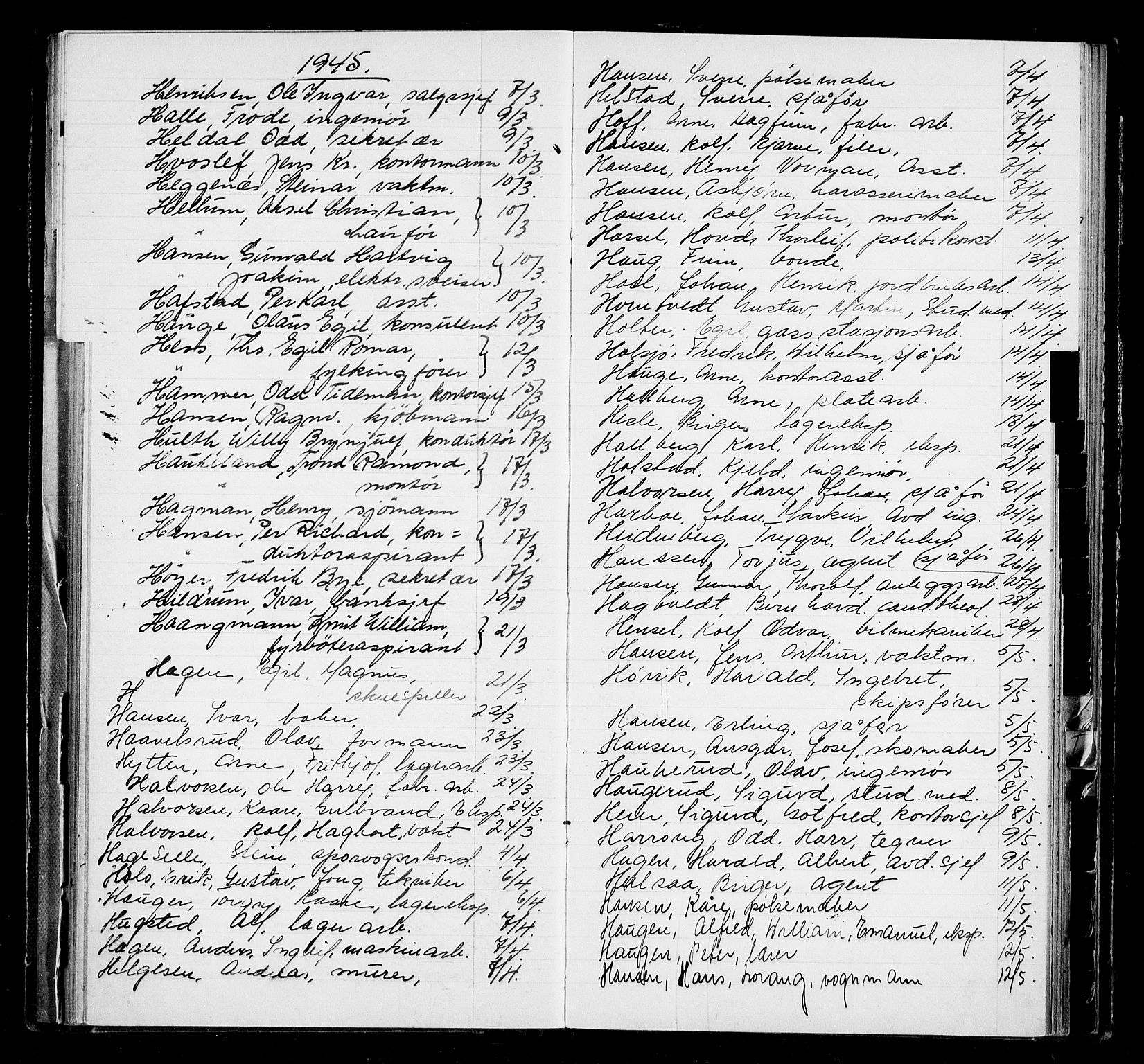 Oslo byfogd avd. I, AV/SAO-A-10220/L/La/L0006: Vigselsregister, 1943-1946, p. 54