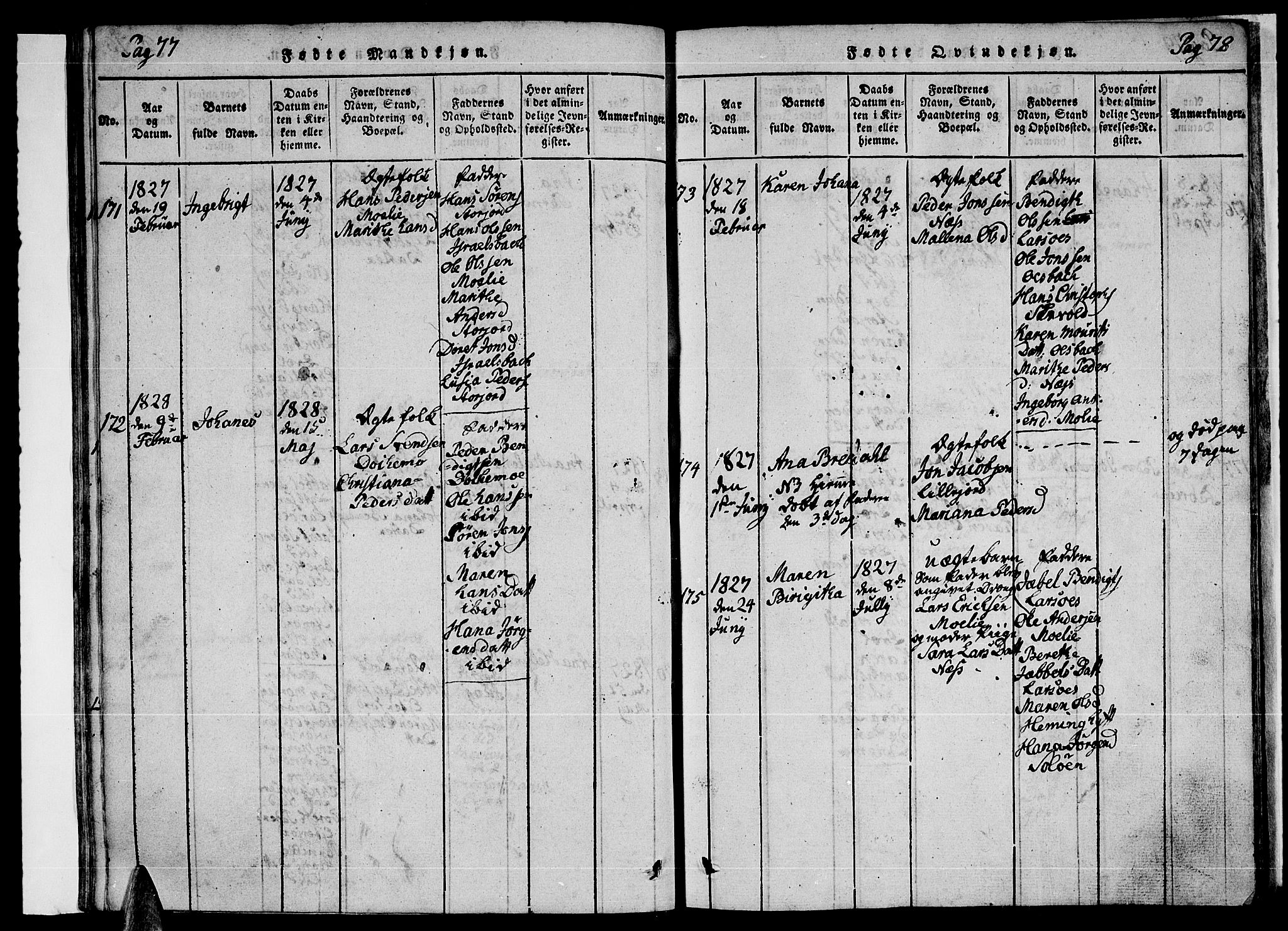 Ministerialprotokoller, klokkerbøker og fødselsregistre - Nordland, SAT/A-1459/846/L0651: Parish register (copy) no. 846C01, 1821-1841, p. 77-78