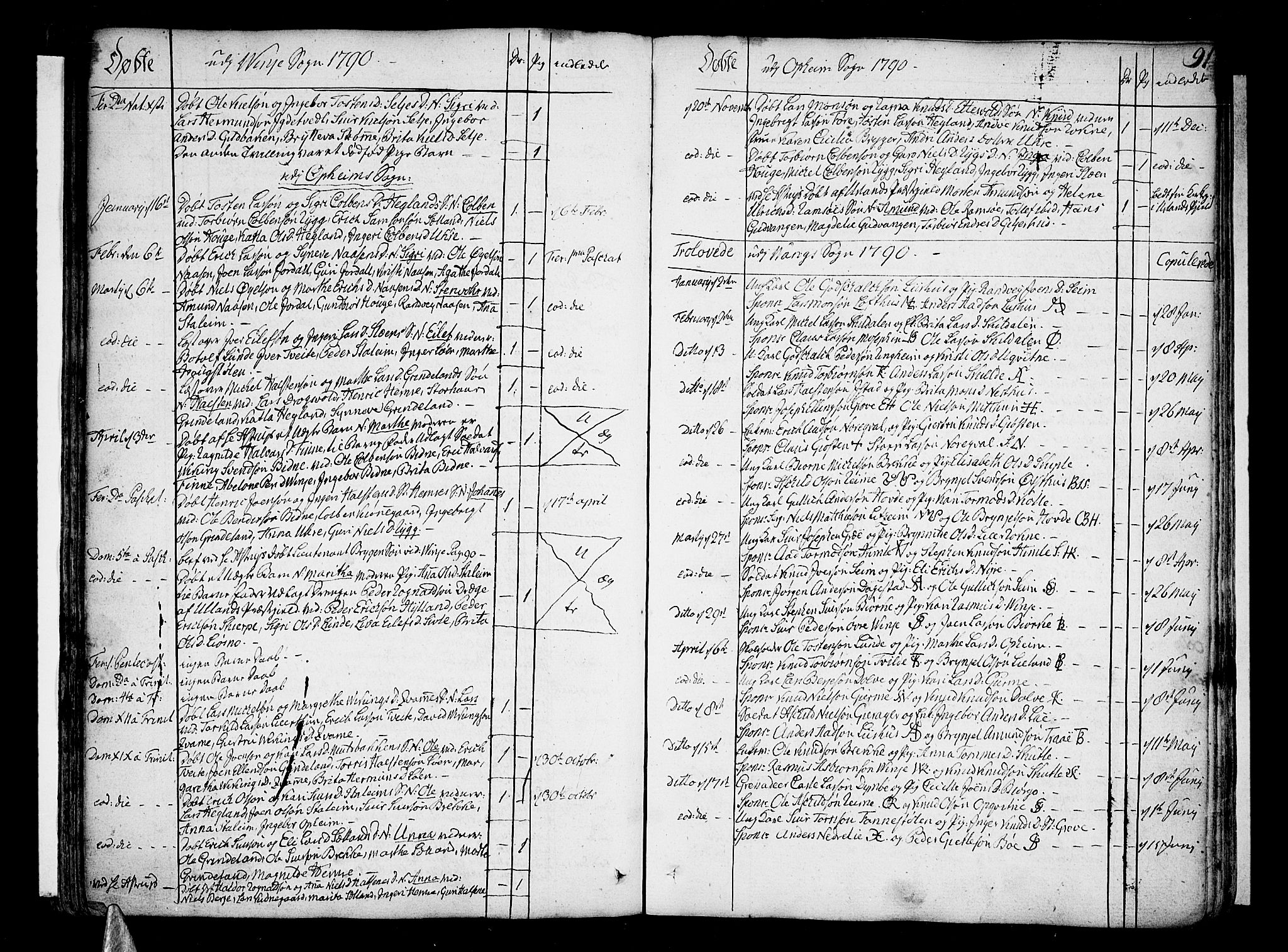 Voss sokneprestembete, SAB/A-79001/H/Haa: Parish register (official) no. A 9, 1780-1810, p. 91