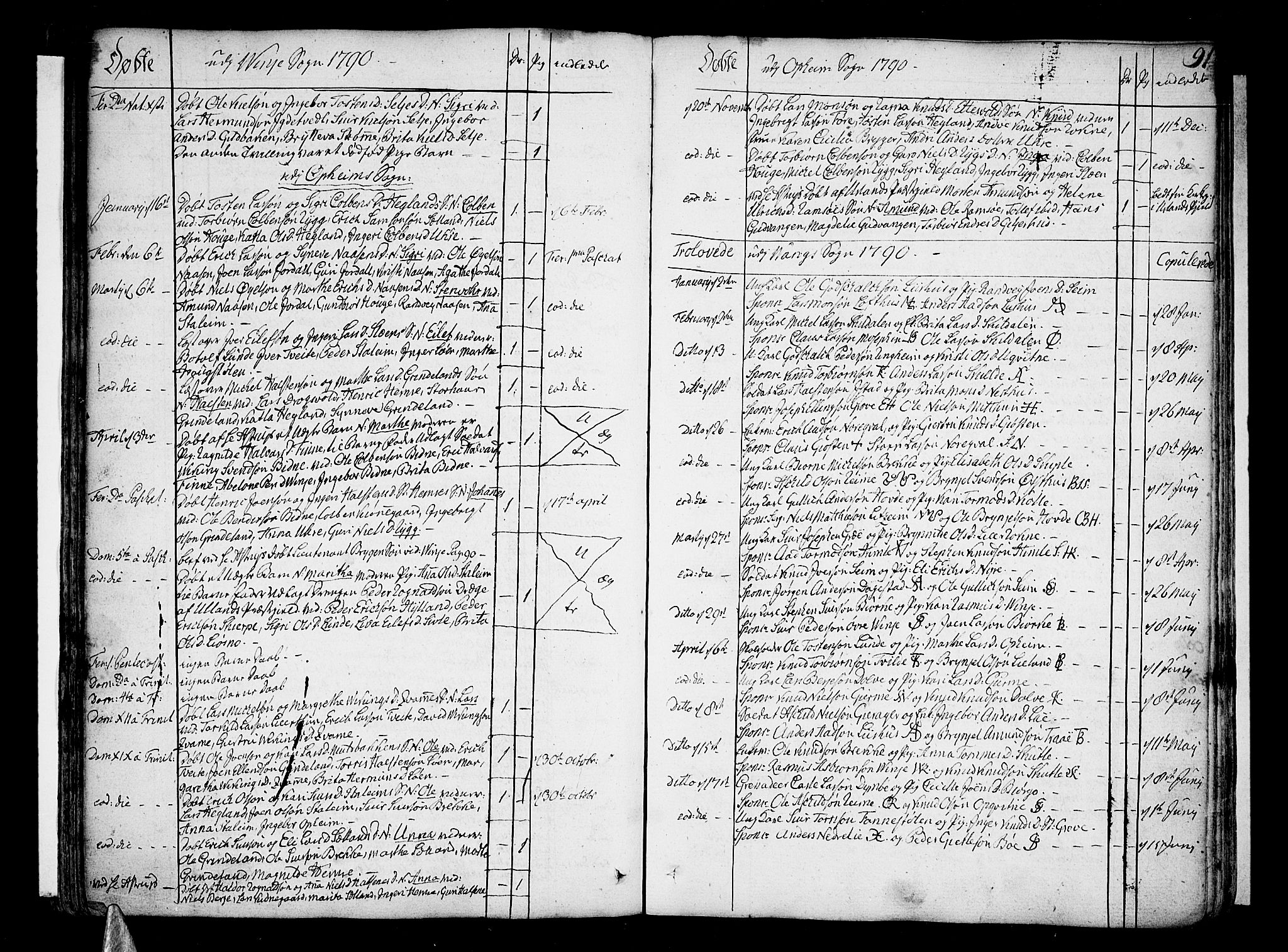 Voss sokneprestembete, AV/SAB-A-79001/H/Haa: Parish register (official) no. A 9, 1780-1810, p. 91