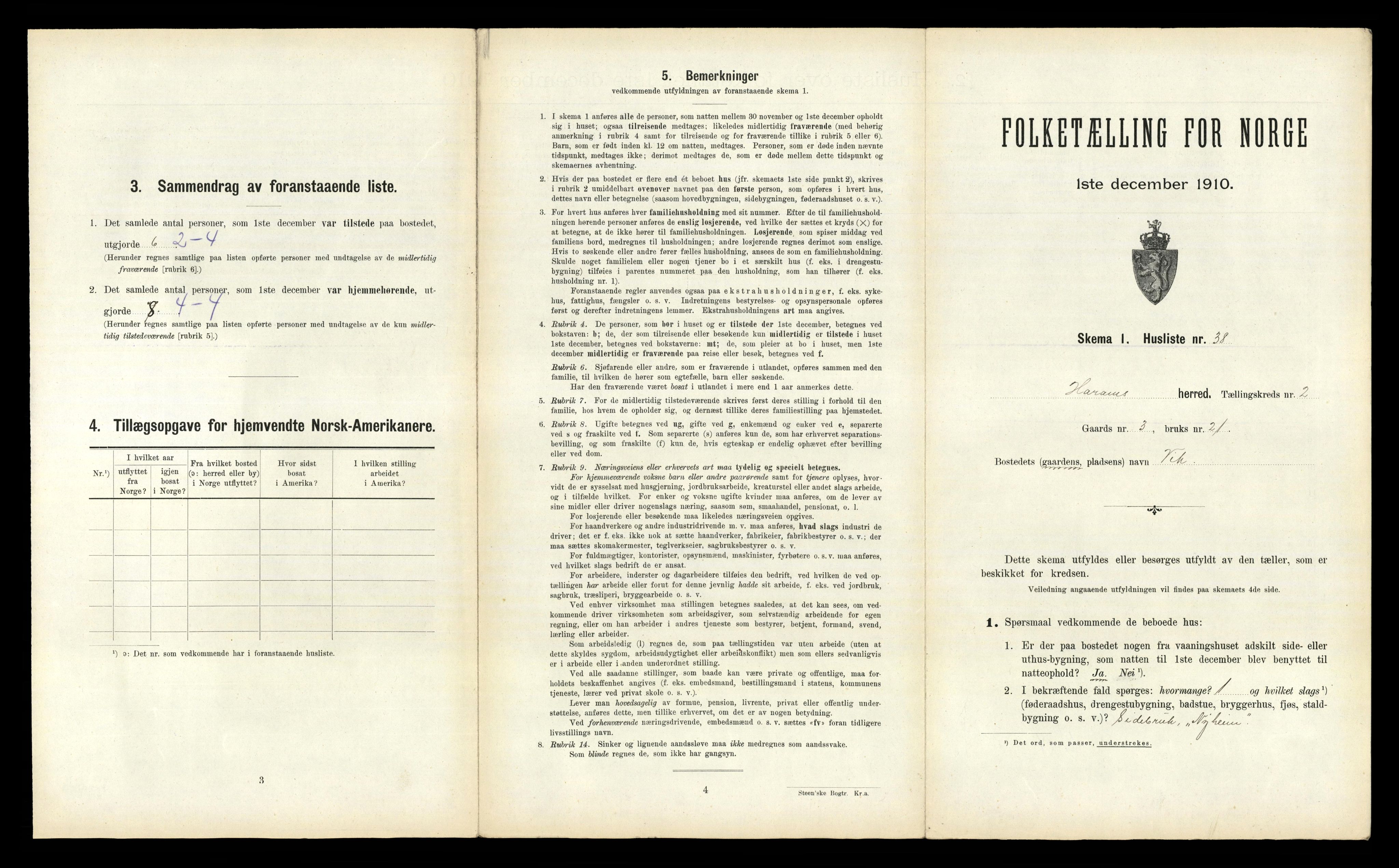 RA, 1910 census for Haram, 1910, p. 153